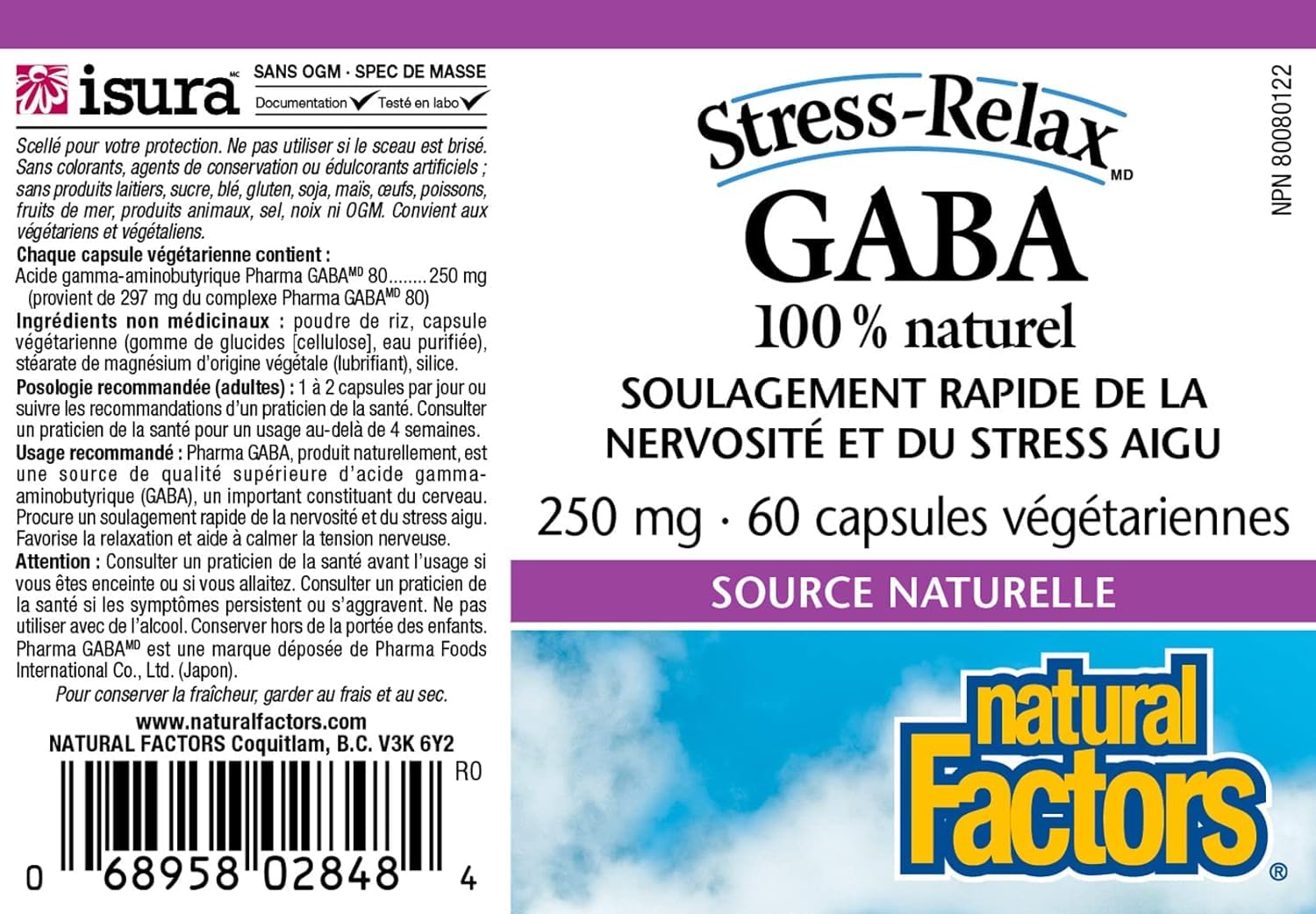 NATURAL FACTORS Gaba (250 mg - 60 veg caps)