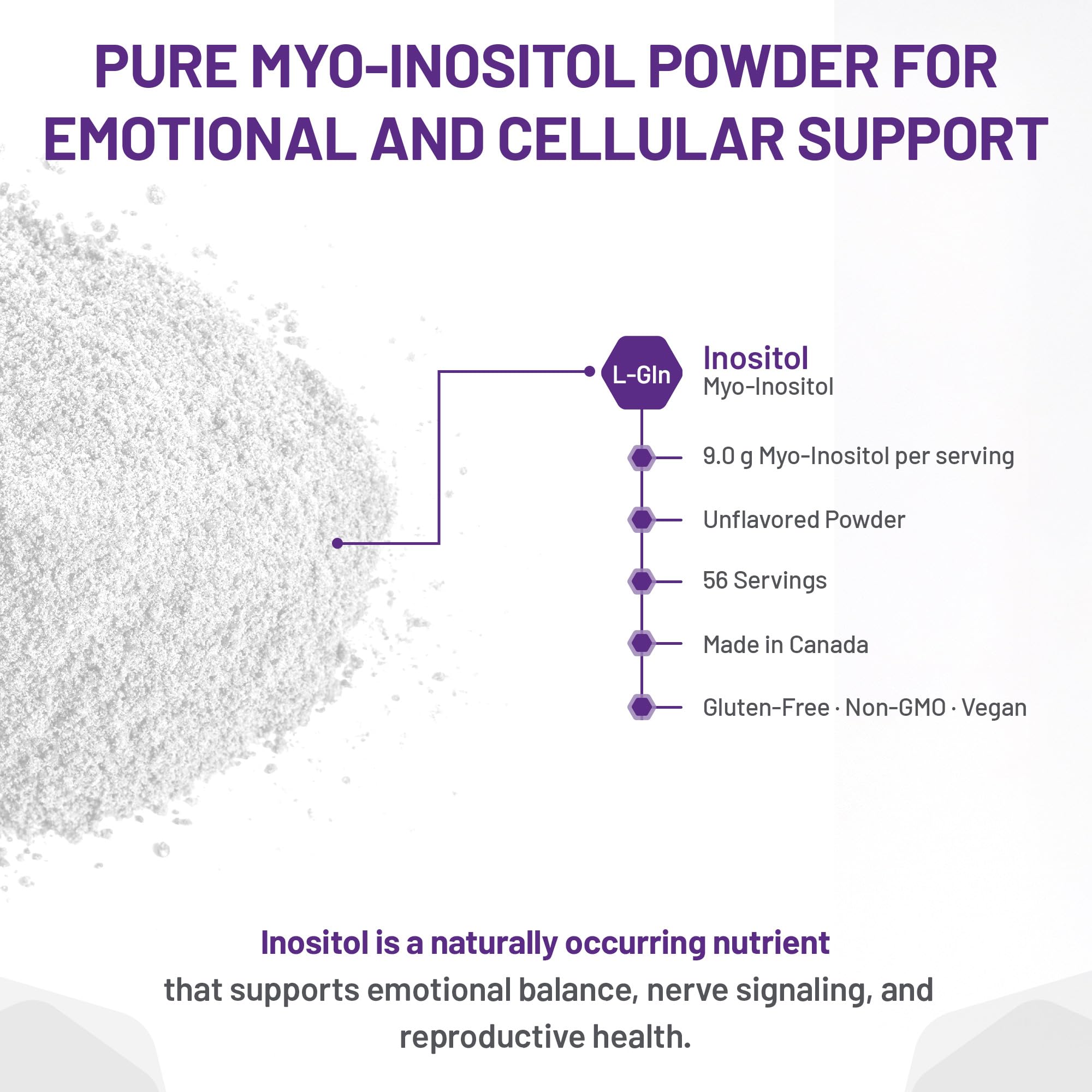 AOR Inositol Powder 500g, Myo-Inositol Supplement Powder 56-Servings - Supports Cognitive Function, Hormonal Balance & Cellular Health - Myo-Inositol for Women - Pure Inositol Supplement for Vitality