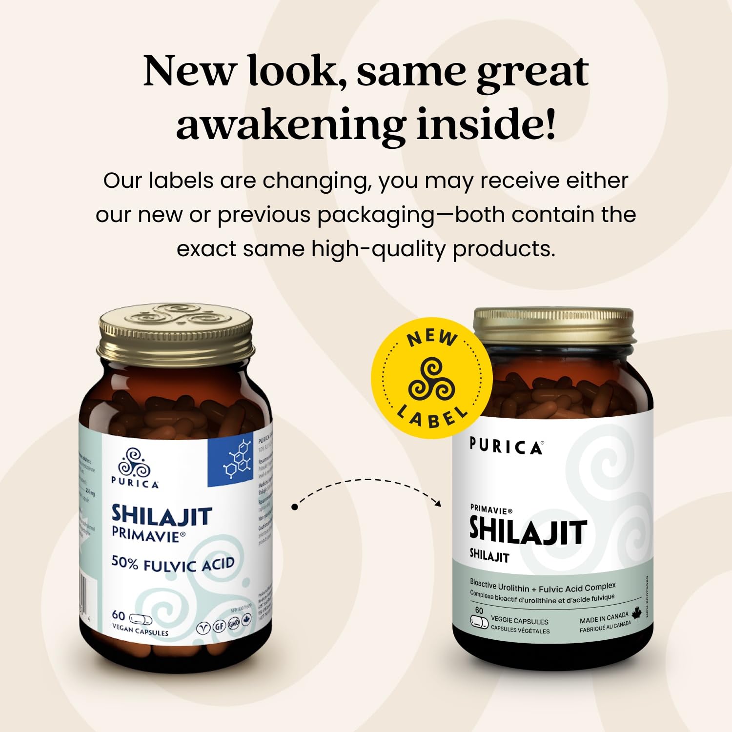 PURICA PrimaVie Shilajit pur de l'Himalaya avec 50 % d'acide fulvique, 250 mg par portion, 60 capsules végétaliennes pour 30 jours, favorise la vitalité, l'énergie, la performance et le bien-être quotidien pour les hommes, sans OGM et sans gluten