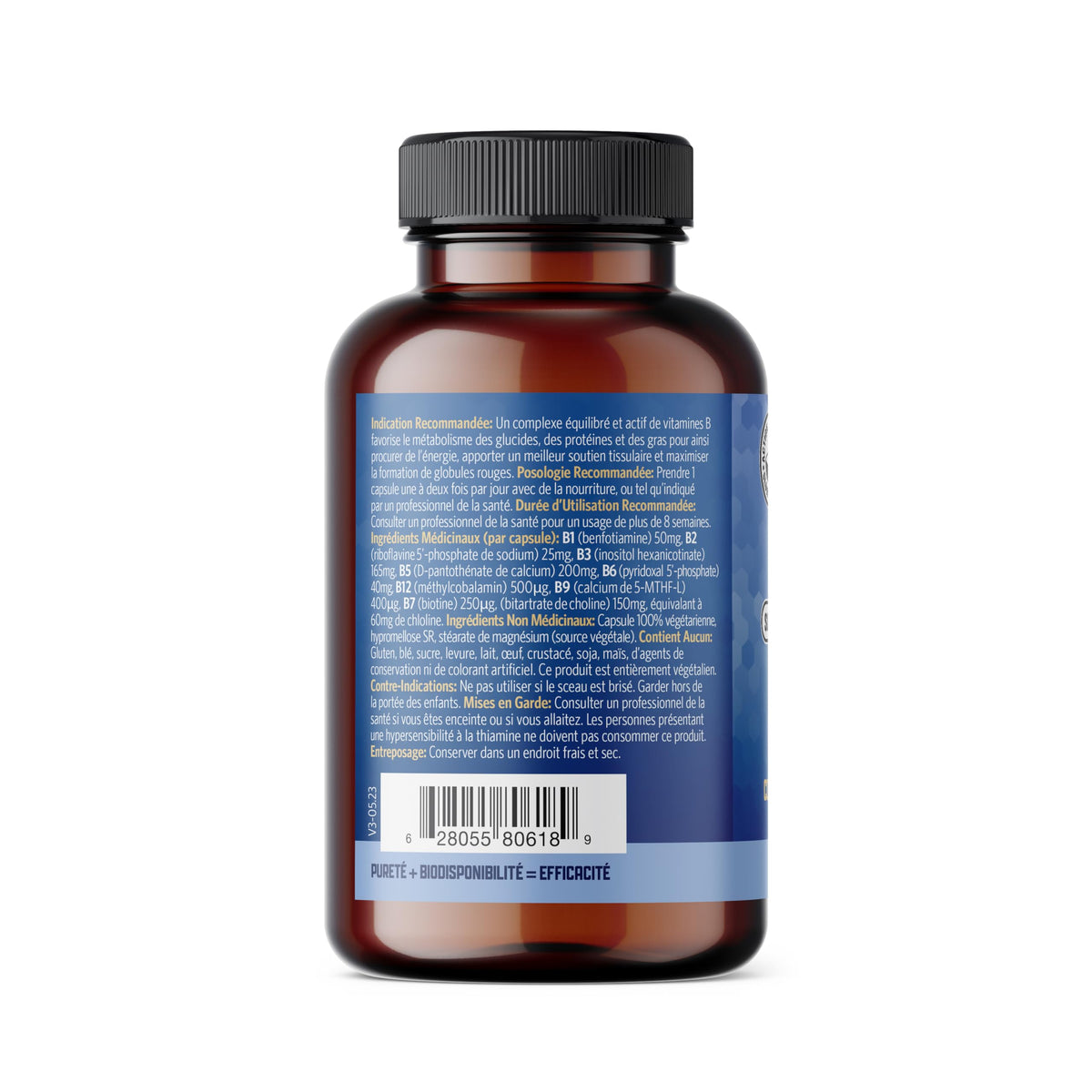 Pure Lab Vitamin | Slow Release Bioactive B Complex | 120 Capsules | Vitamin B-Complex Supplements | Metabolic Support Immune System | Vitamin B Pressure Complex | B Complex Vitamins for Men and Women