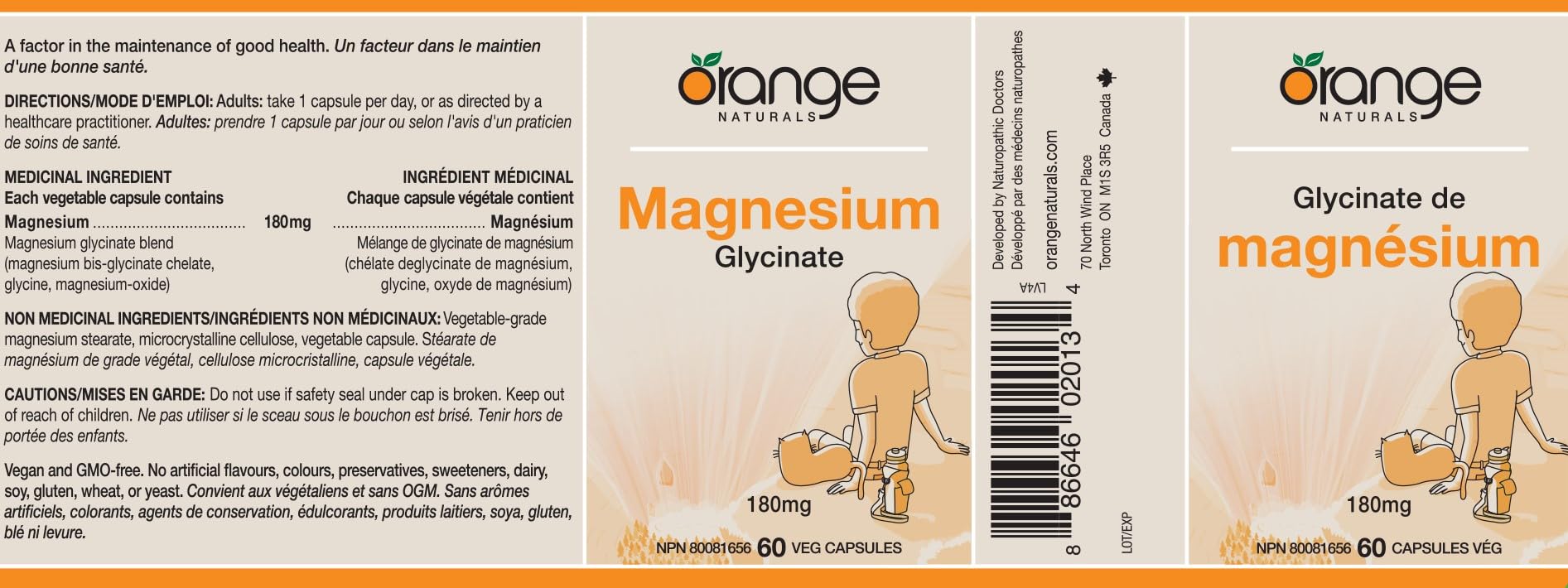 Orange Naturals Magnésium Glycinate 200mg