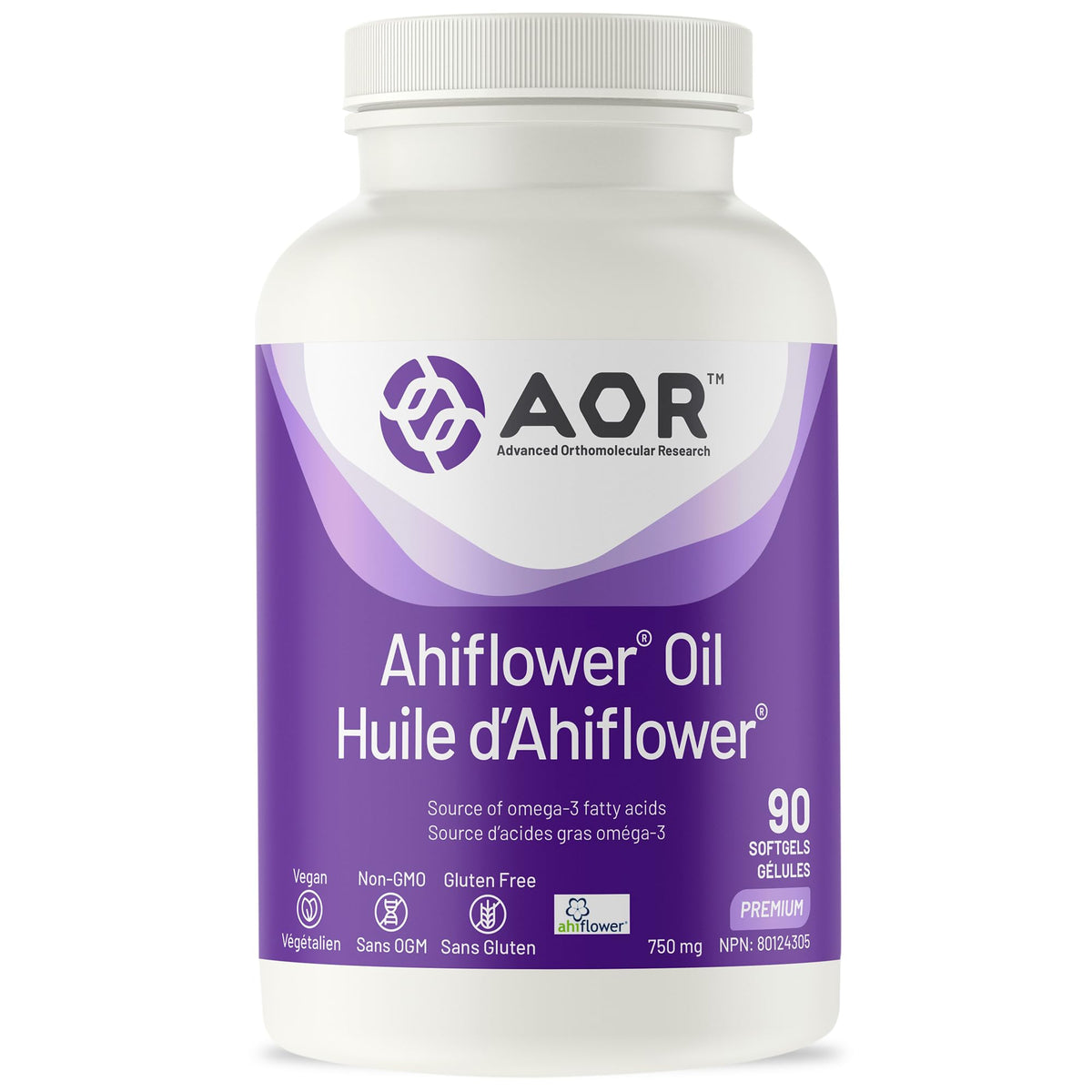 AOR - Ahiflower Oil, 90 Softgels 30-Day Supply - Source of Omega-3 Fatty Acids - Vegan, Non-GMO and Gluten-Free - Complete Balanced Essential Omegas from One Extraordinary Plant