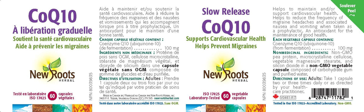 New Roots Herbal CoQ10 Supplement, Coenzyme Q10, 100mg, 60 Capsules