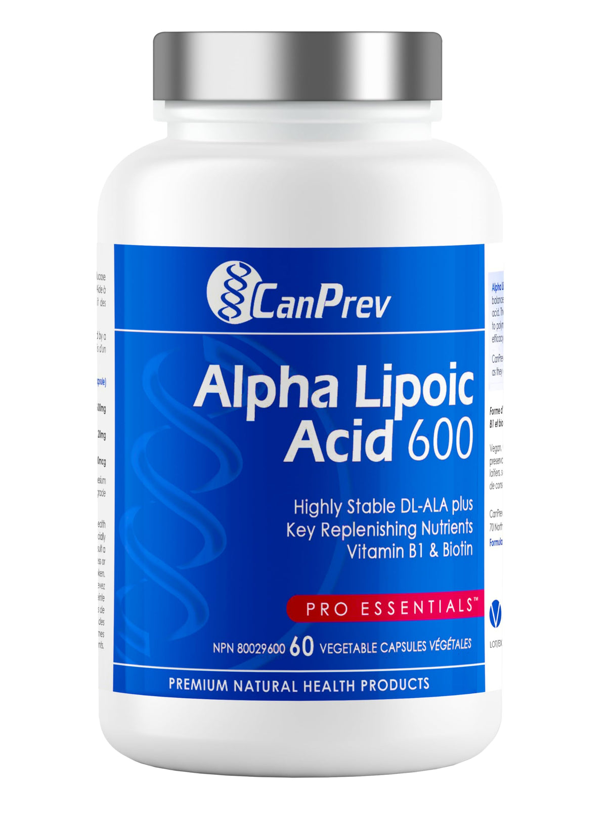 CanPrev Alpha Lipoic Acid 600mg Capsules, Vitamin B1 & Biotin, 60 Capsules