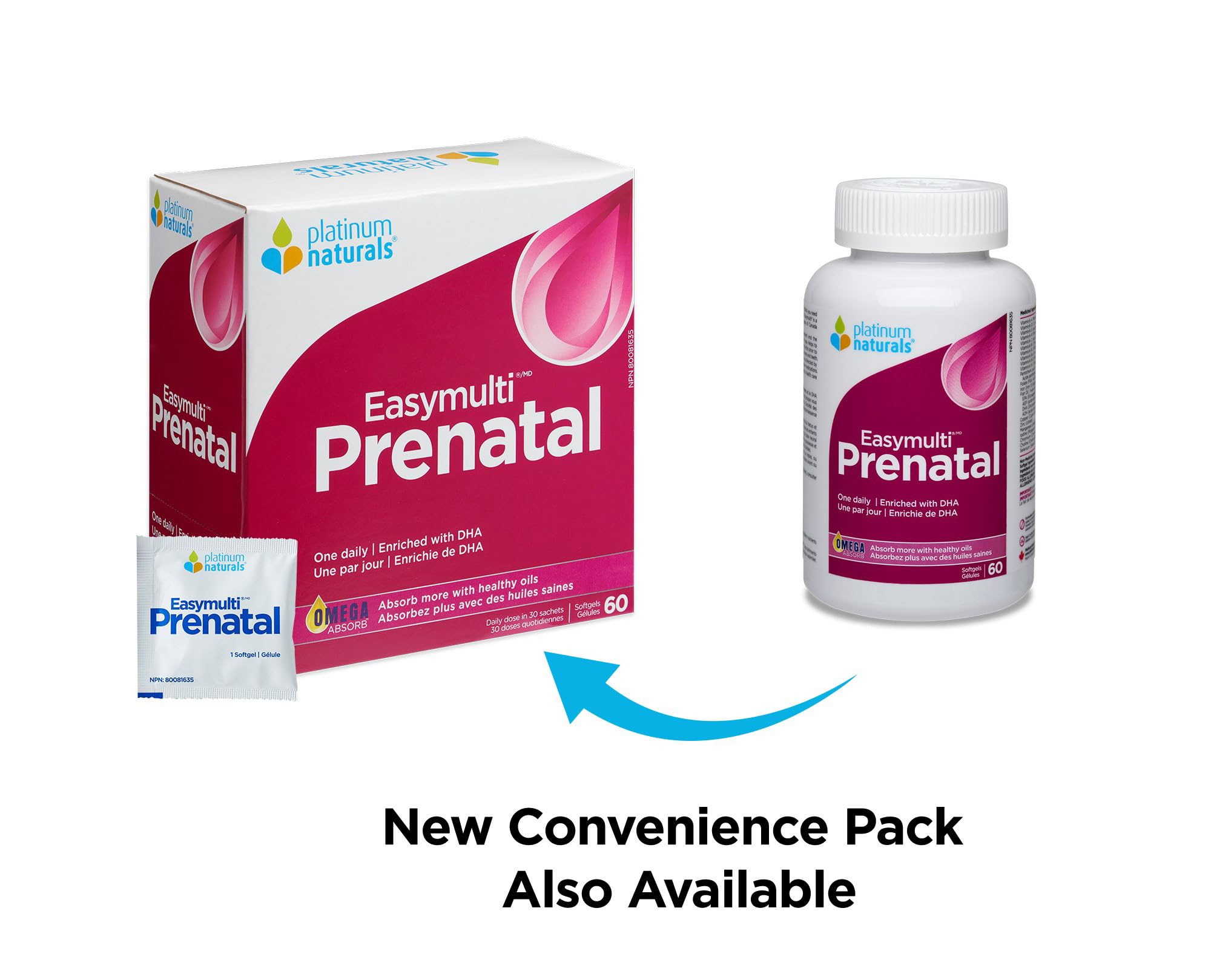 Platinum Naturals - Prenatal Easymulti | Une fois par jour | Enrichi en ADH