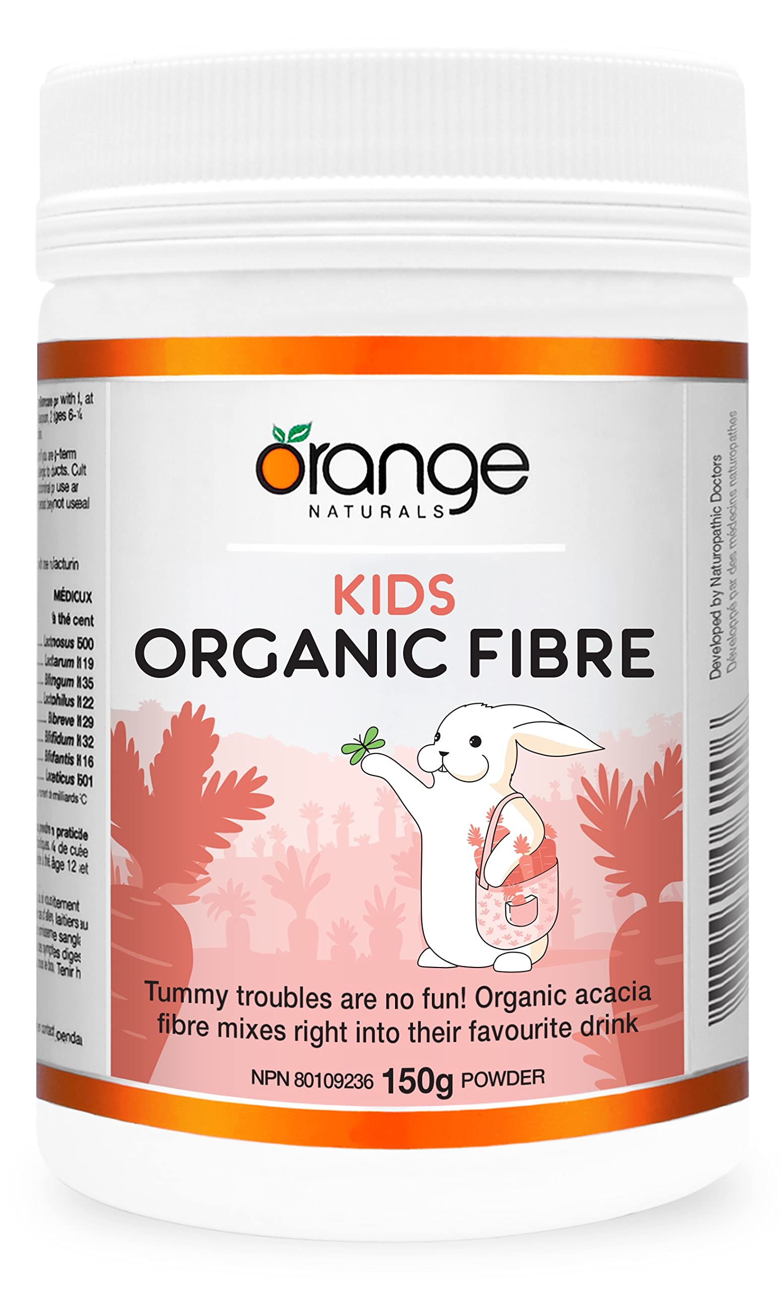 Orange Naturals - Fibres Biologiques pour Enfants, 150g Poudre 30 Portions - Soutient la Santé Intestinale, des Selles Saines et Régulières et Favorise la Santé Globale - Sans Goût et Facile à Mélanger - Végétalien et Sans OGM