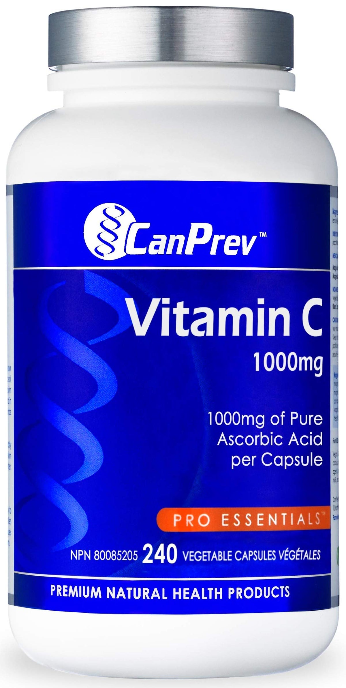 CanPrev Vitamin C 1000 mg Capsules, Vegan, Gluten Free, 240 Capsules