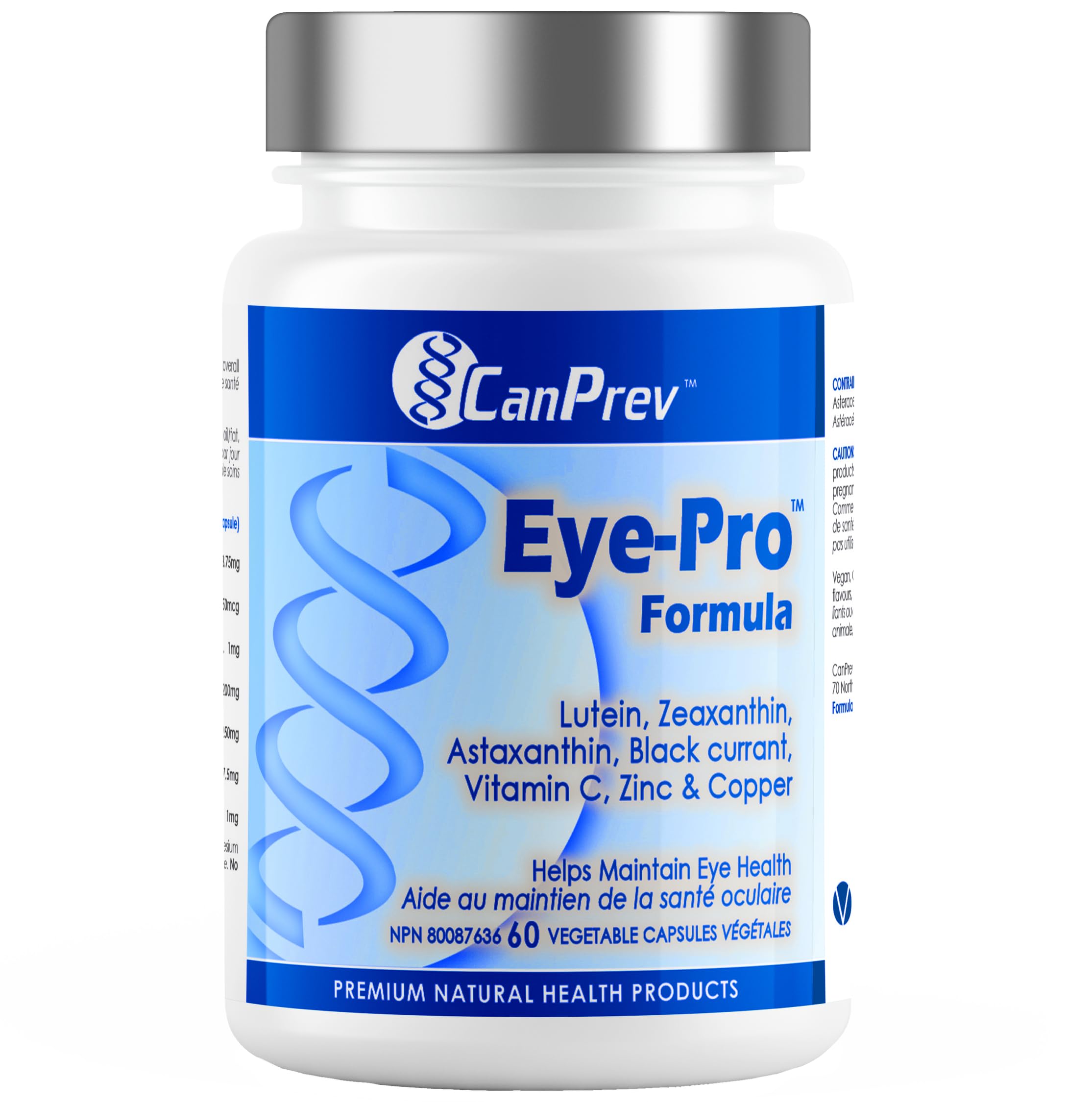 CanPrev Eye-Pro Formula with Lutein & Zeaxanthin 60 Vegan V-Caps 30-Day Supply - Multi-Antioxidant Support for Vision Health - Includes Black Currant, Vitamin C, Zinc & Copper, Screen Time Support