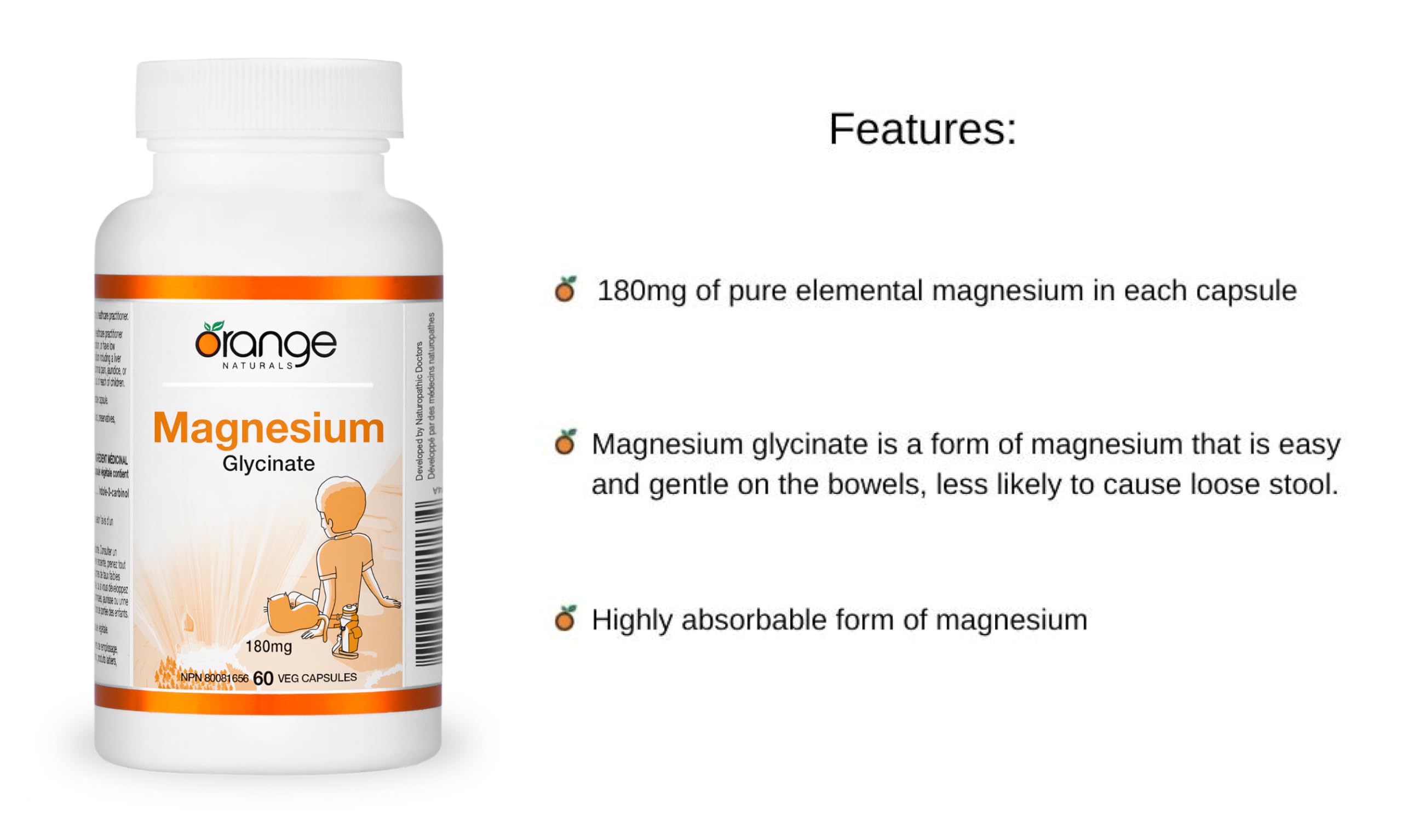 Orange Naturals Magnésium Glycinate 200mg