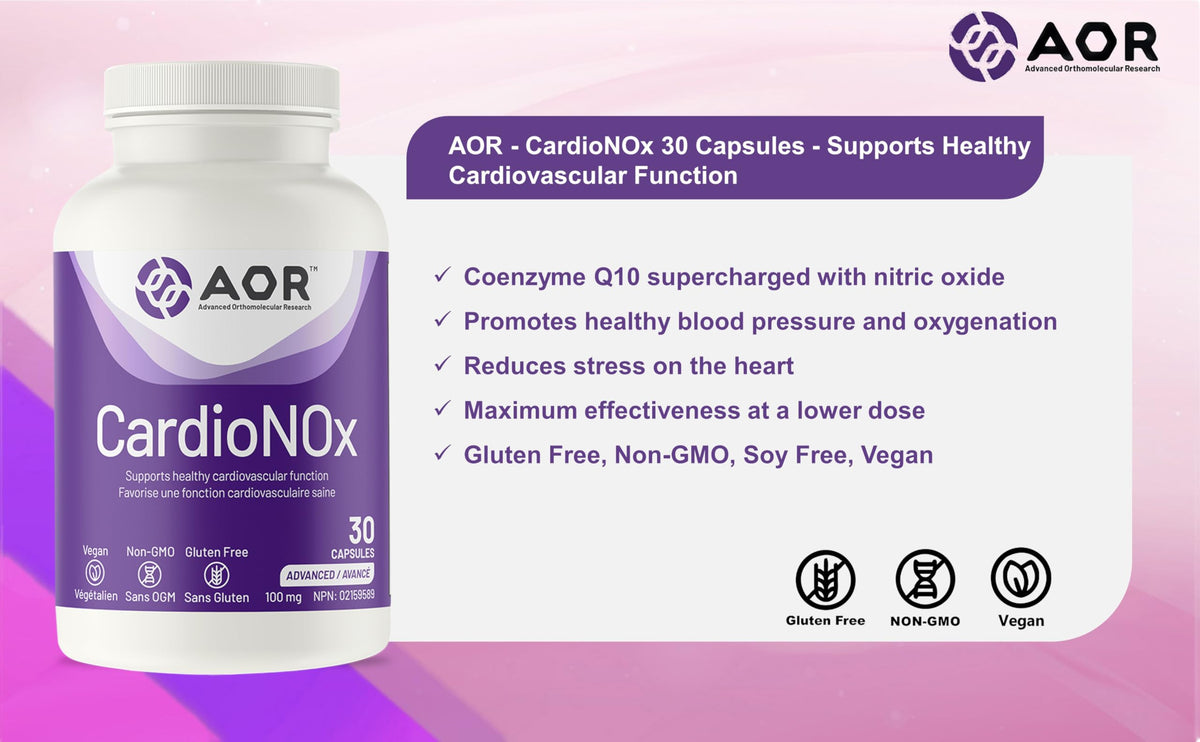 AOR CardioNOx Coenzyme Q10 100mg Capsules, Vegan, Non GMO, 30 Capsules