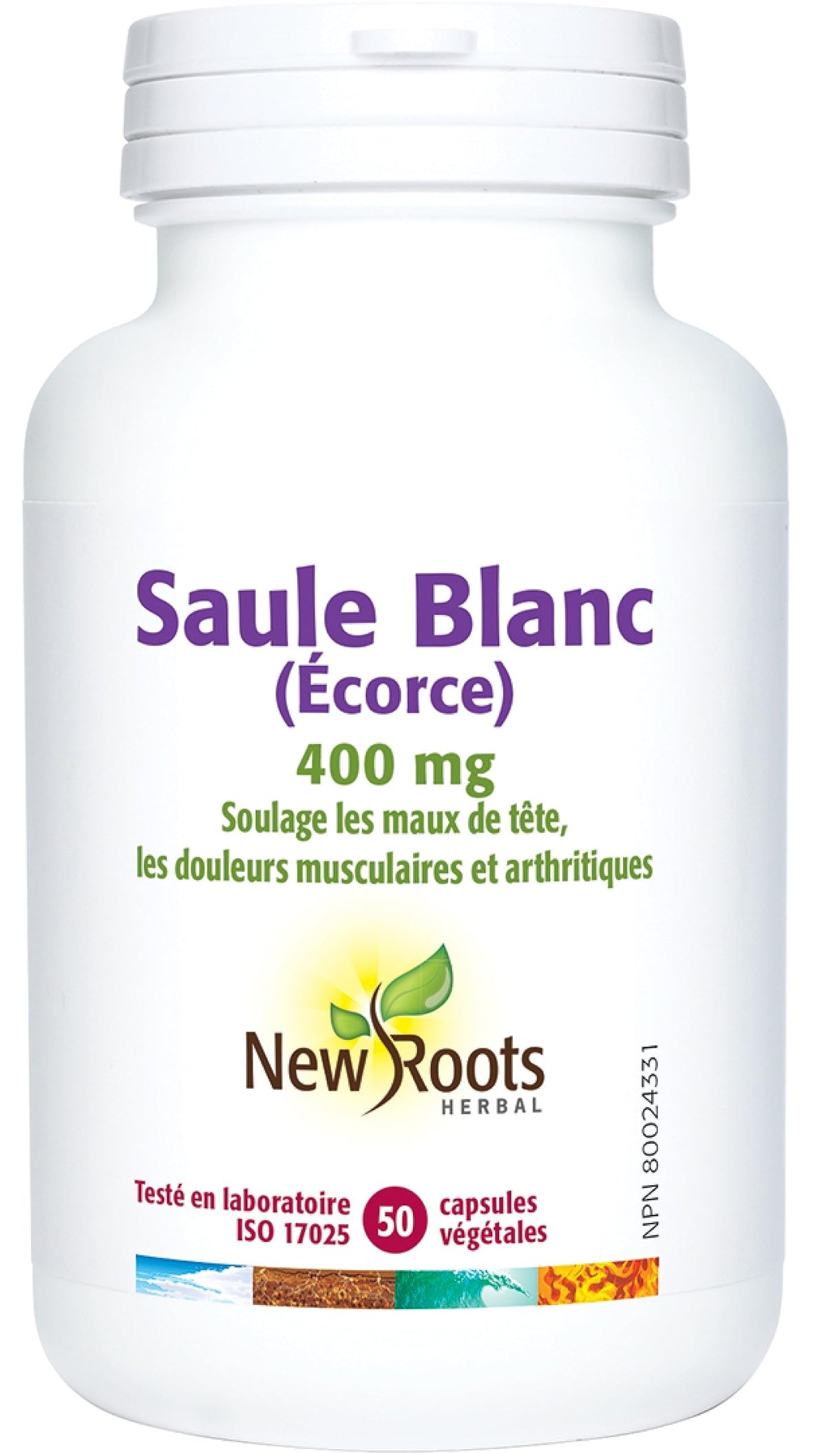 New Roots Herbal White Willow Bark Capsules, 400 mg, Gluten Free