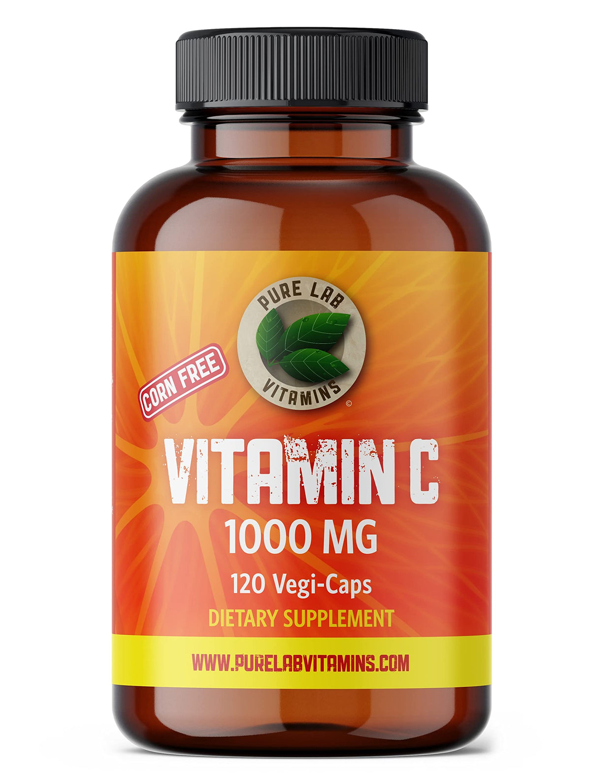 Pure Lab Vitamins | Vitamin C 1000mg | 120 Vegi Capsules | Ascorbic Acid Vitamin C Supplement | Immune System Support & Antioxidant Supplement | Vitamin C Capsules 1000mg | Natural Vitamin C Supplement