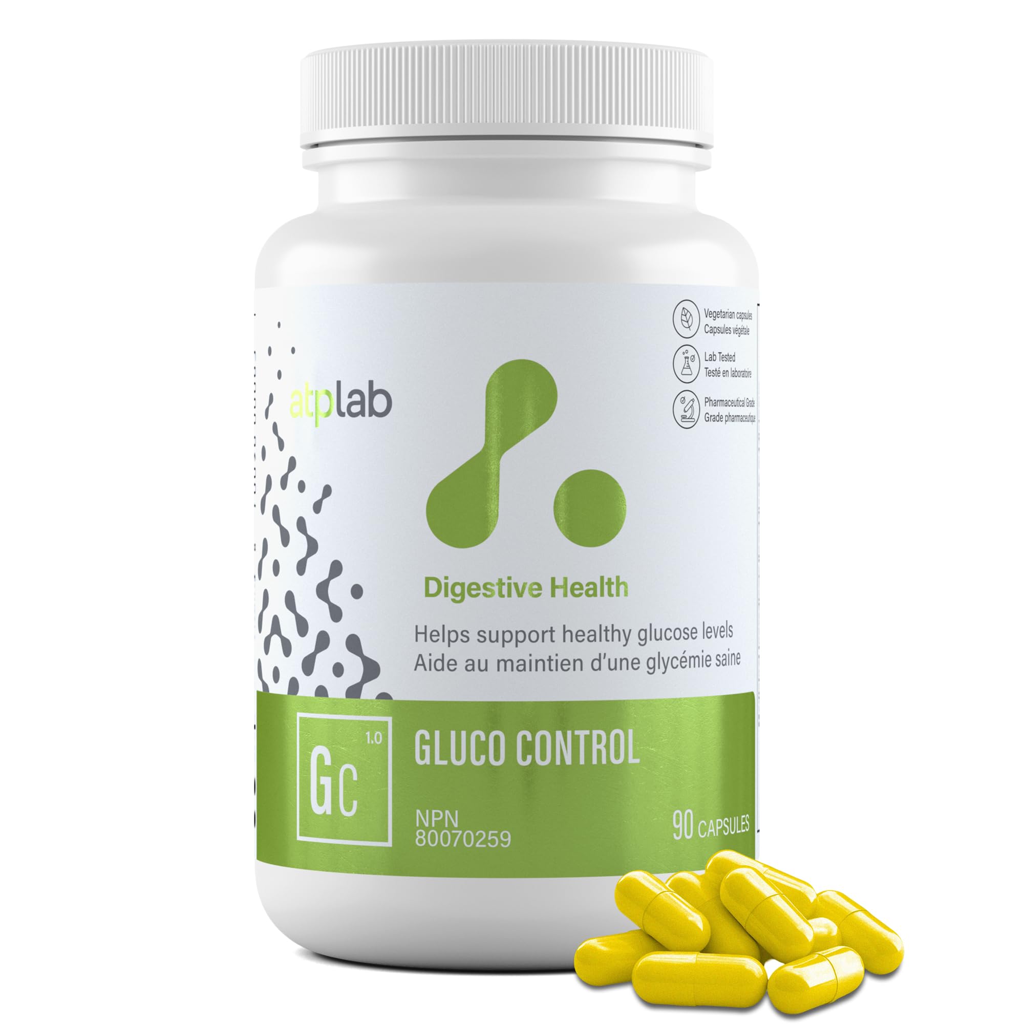 ATP LAB - Gluco Control 90 gélules - Santé digestive - Soulagement des calculs rénaux - Stimulant du système immunitaire pour adultes - Comprimés de glucose sanguin et lipides sanguins