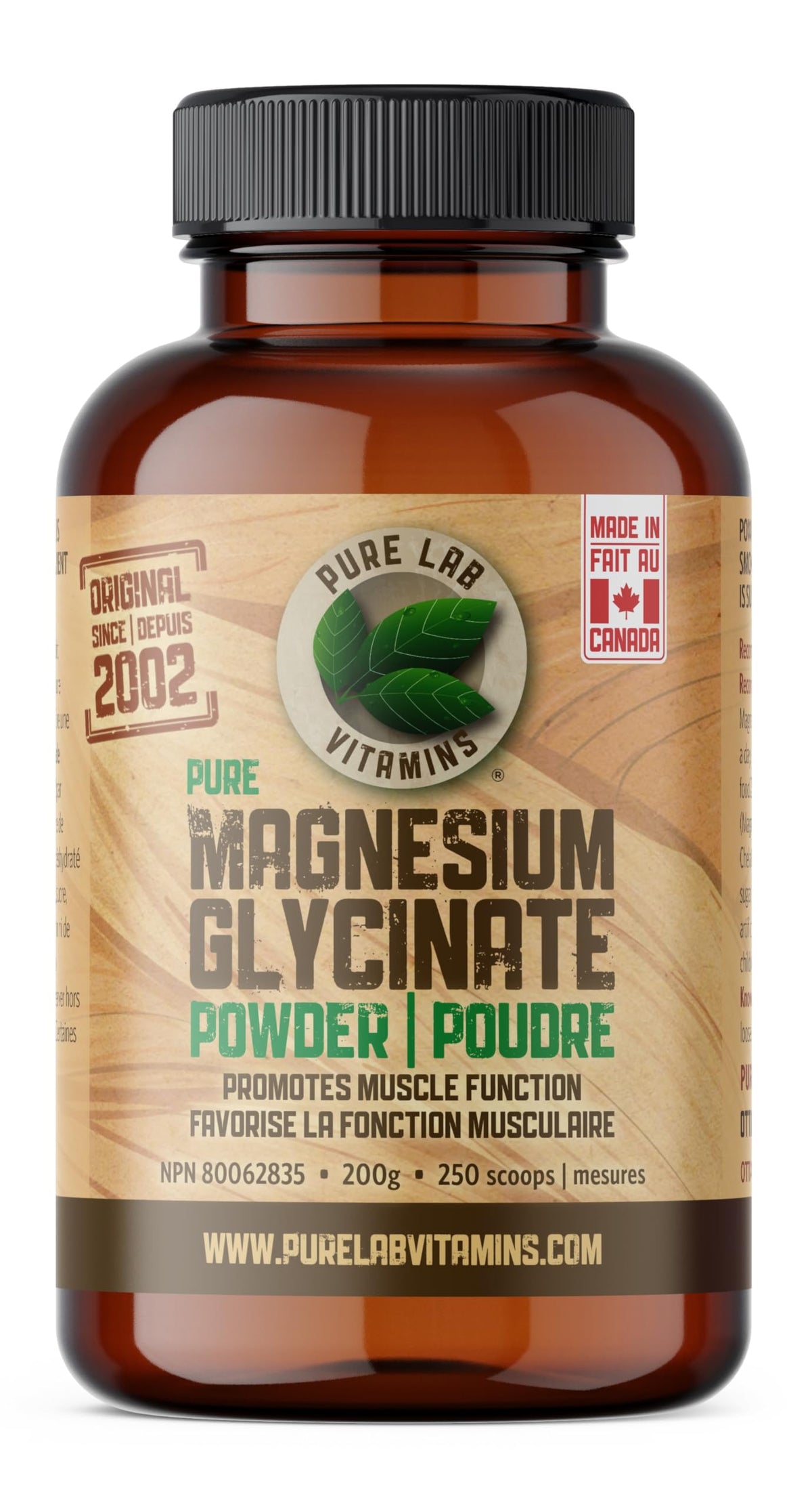Pure Lab Vitamins | Magnesium Glycinate 165mg | 200g Powder | Magnesium Supplement | Tension, Stress Relief, Constipation, Muscle Cramps, Insomnia Sleep Support, Relaxation Sleep, Healthy Bones & Teeth