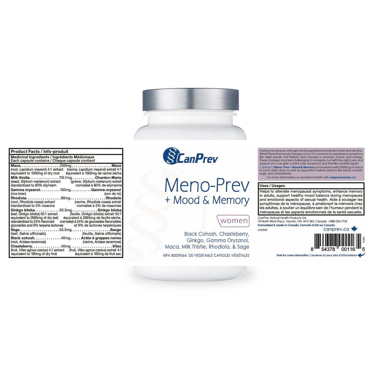 CanPrev Meno Prev Mood & Memory, Black Cohosh, 120 Capsules, 40 Day Supply