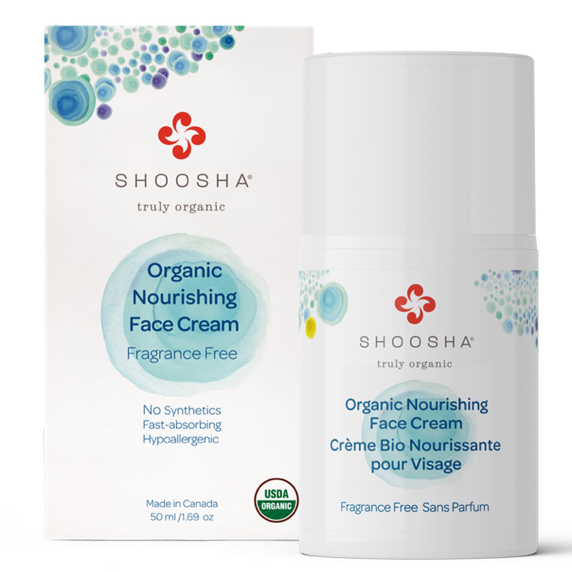 Shoosha Organic Nourishing Face Cream 50 ml - Fragrance-Free, Hypoallergenic, USDA Organic Moisturizer for Dry & Sensitive Skin