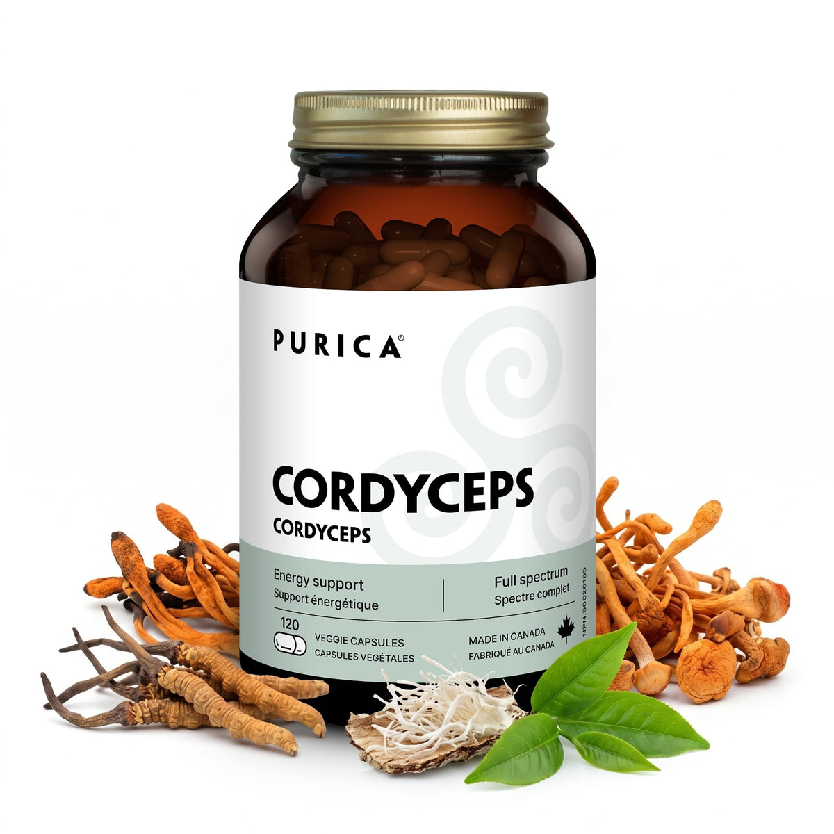 PURICA Cordyceps Mushroom Supplements, 400mg, 120 Capsules, 30 Day Supply