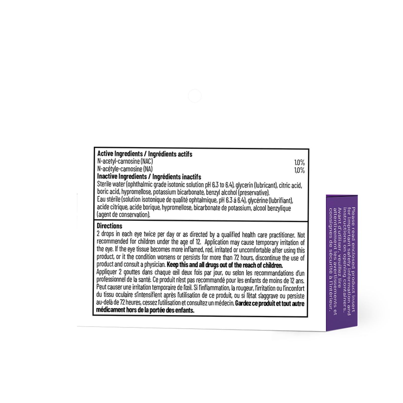 AOR Ortho Eyes 2x5ml - Gouttes oculaires NAC N-Acétyl-Carnosine pour une vision claire, supplément oculaire pour la sensibilité à la lumière - Hydrate et rafraîchit les yeux secs, favorise la clarté visuelle et le confort oculaire