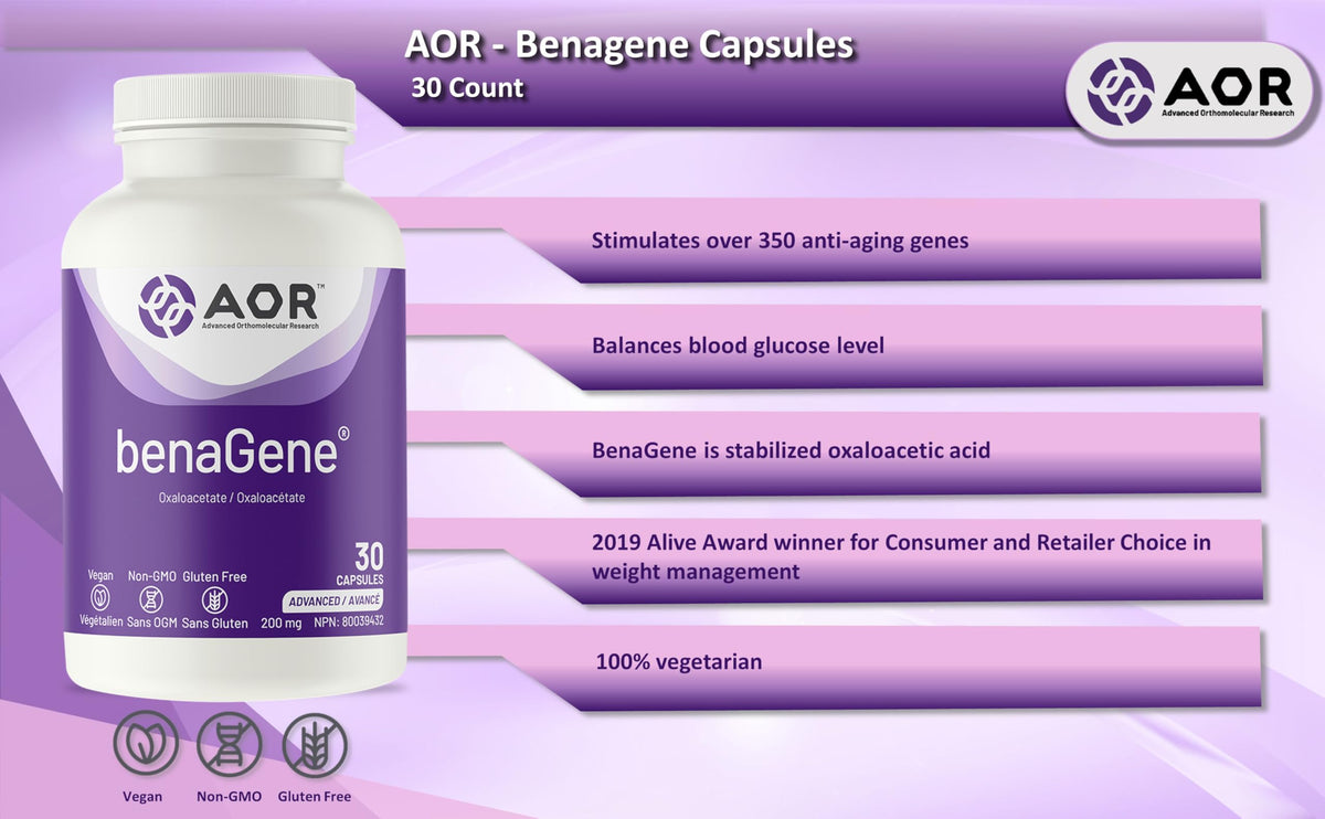 AOR Oxaloacetic Acid with Vitamin C, Gluten Free, Dairy Free, 30 Capsules