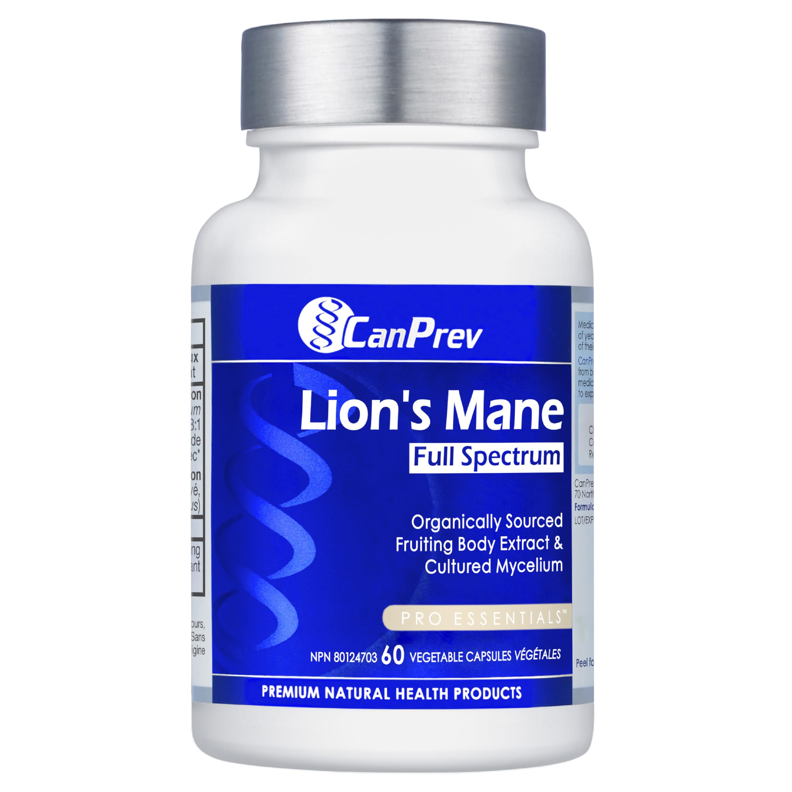 CanPrev Lion's Mane Full Spectrum Mushroom Supplement, 60 Veg Caps 2-Month Supply, Featuring Fruiting Body & Mycelium, Supports for Mental Clarity, Daily Focus & Cognitive Function, Vegan, Gluten-Free