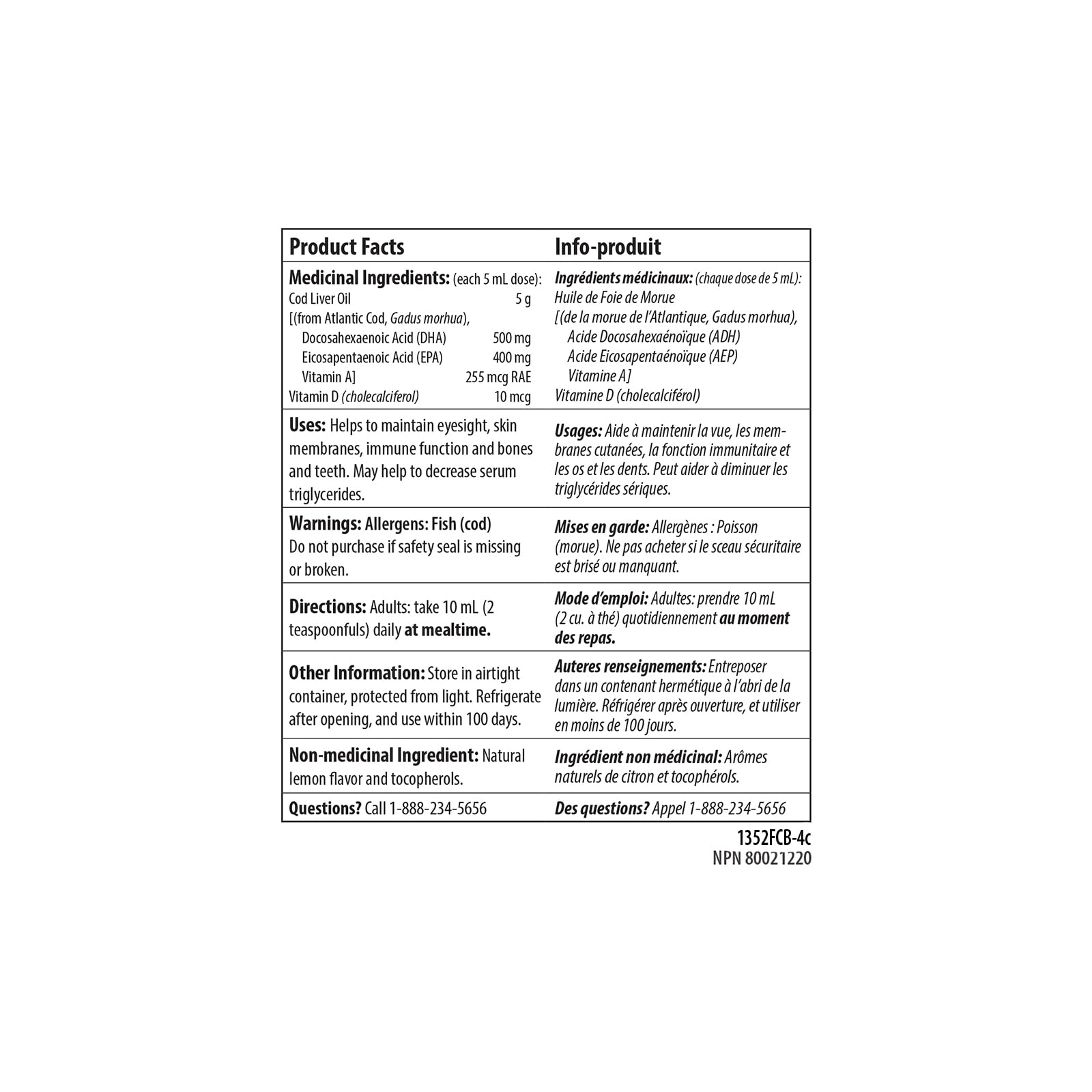Carlson - Huile de foie de morue, 1100 mg d'oméga-3 + A et D3, huile de foie de morue arctique norvégienne sauvage, huile de poisson nordique liquide issue de la pêche durable