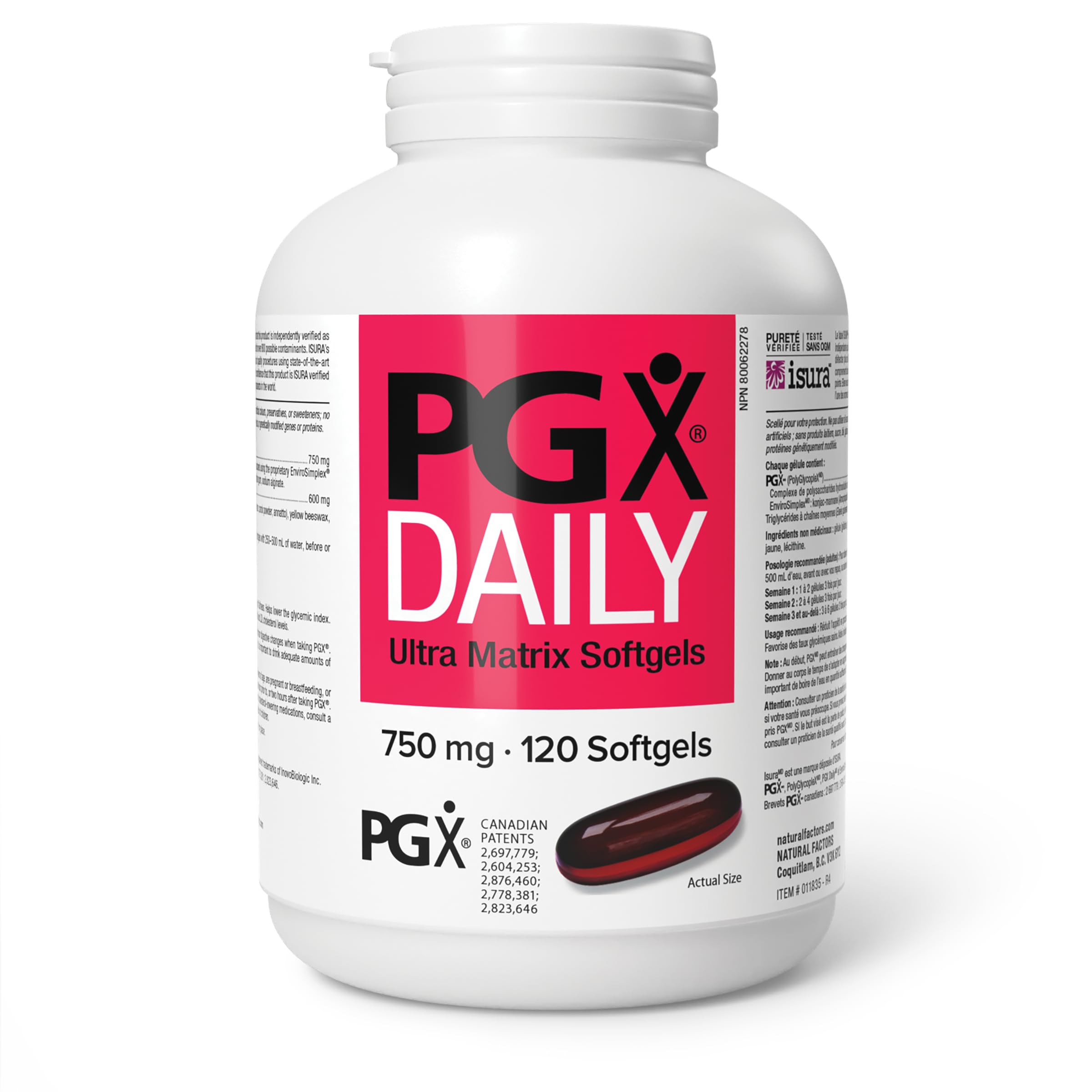 Natural Factors PGX Daily Ultra Matrix 750 mg, Soluble Fibre Complex, Reduces Appetite by Promoting a Feeling of Fullness, Fiber Supplements, Gluten-Free, Non-GMO, Proudly Canadian