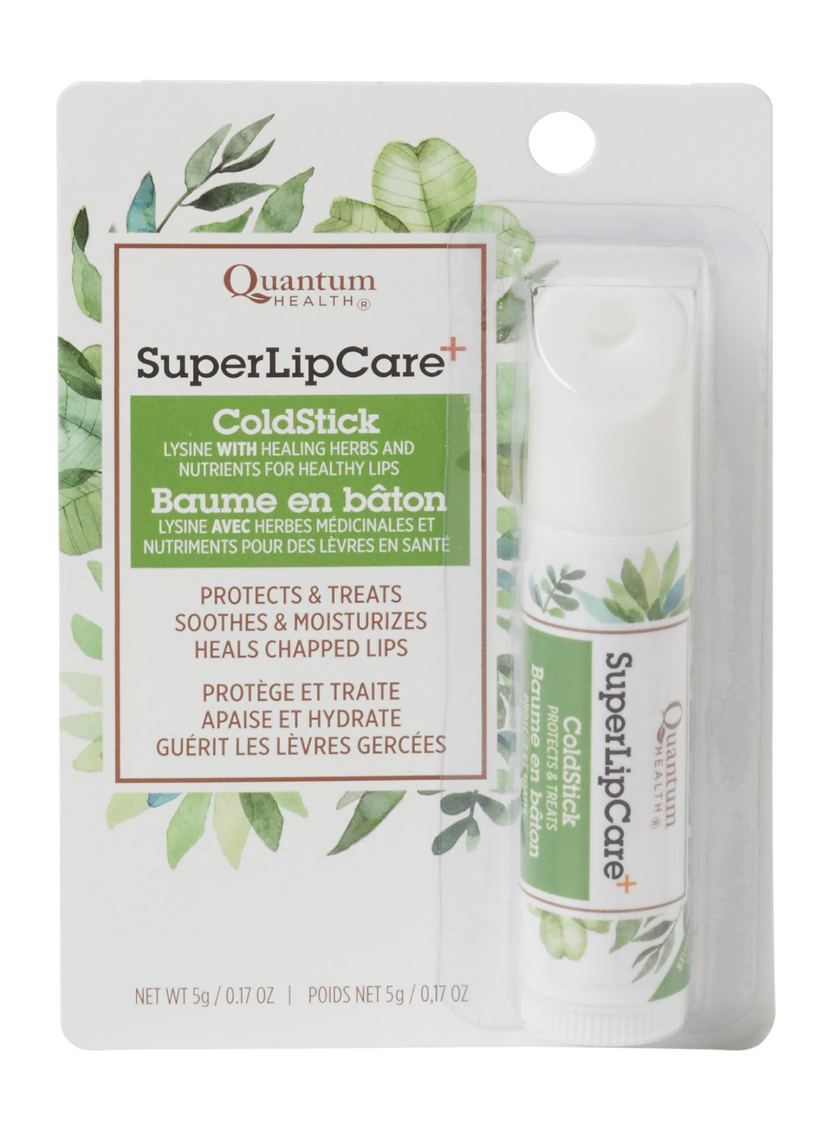 Quantum Health SuperLysine+ ColdStick Lip Balm 5g – SPF 21 Sun Protection, Lysine with Calendula & Vitamin E – Smooths, Moisturizes & Nourishes Dry Lips – Supports Healthy, Hydrated Lips, Unflavored