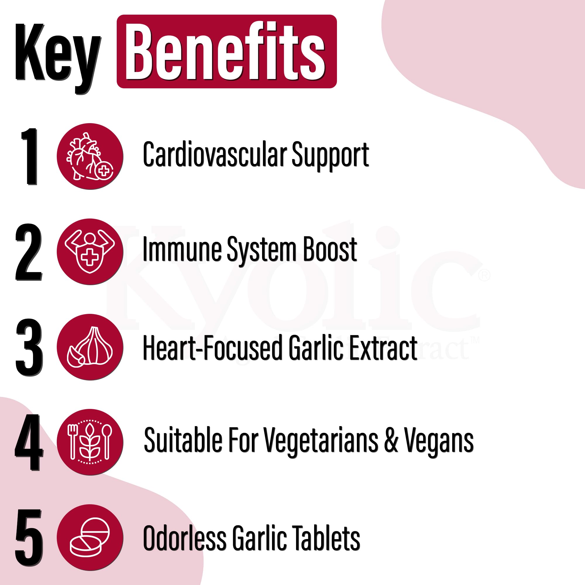 Extrait d'ail vieilli inodore Kyolic - Force optimale 1000 mg - Supplément cardiovasculaire - Santé cardiovasculaire Kyolic - Supplément à base d'extrait d'ail