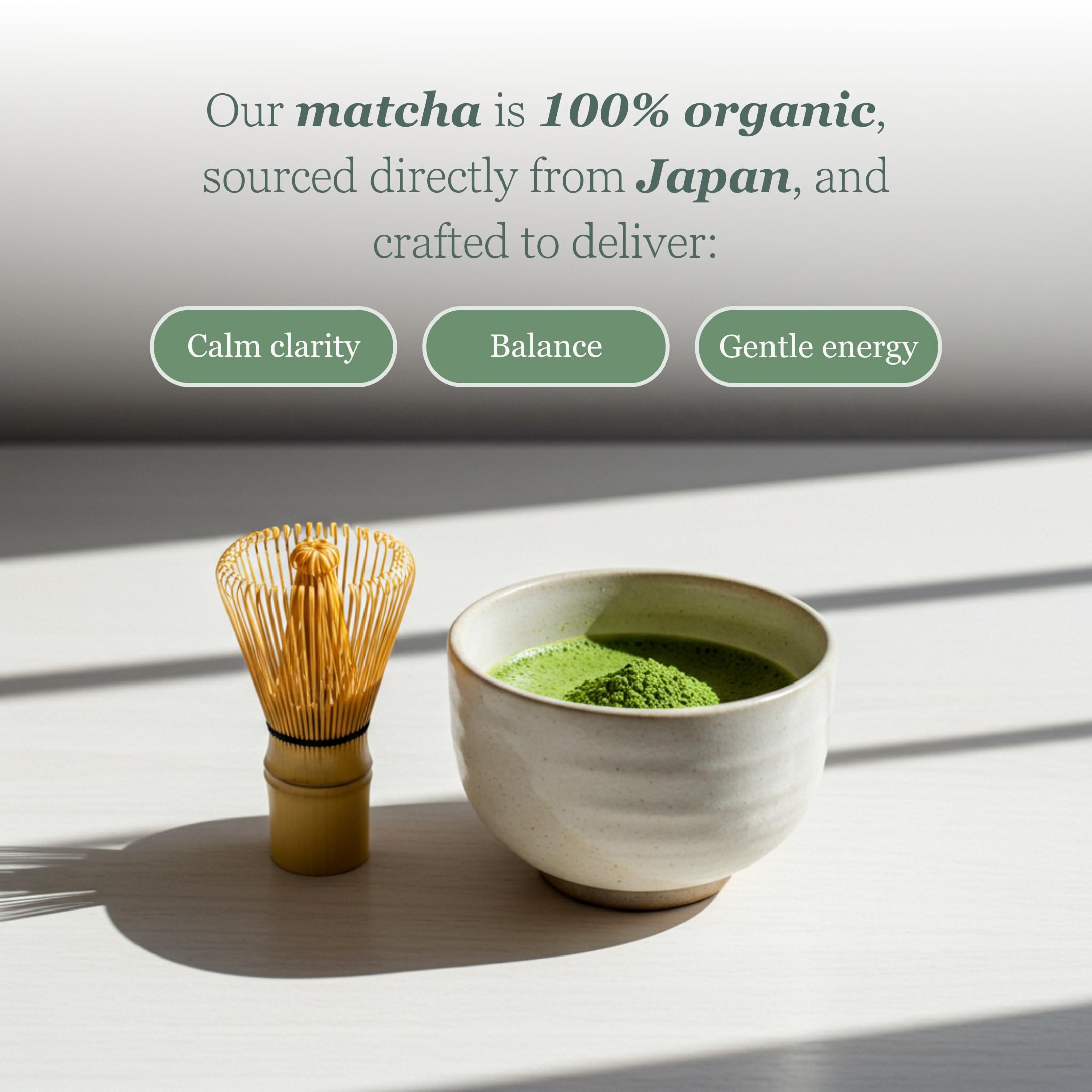 ALIGN MATCHA Ceremonial Organic Matcha — Ichibancha (First Tea) calm ritual; sourced from Japan, 50 g (≈42 servings)