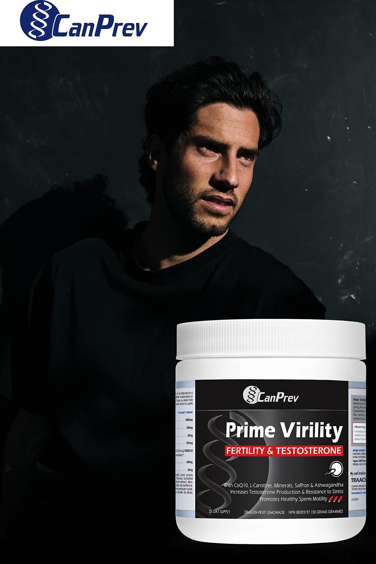 CanPrev Prime Virility Powder, CoQ10, Zinc, Vitamin D3, Ashwagandha, 150g