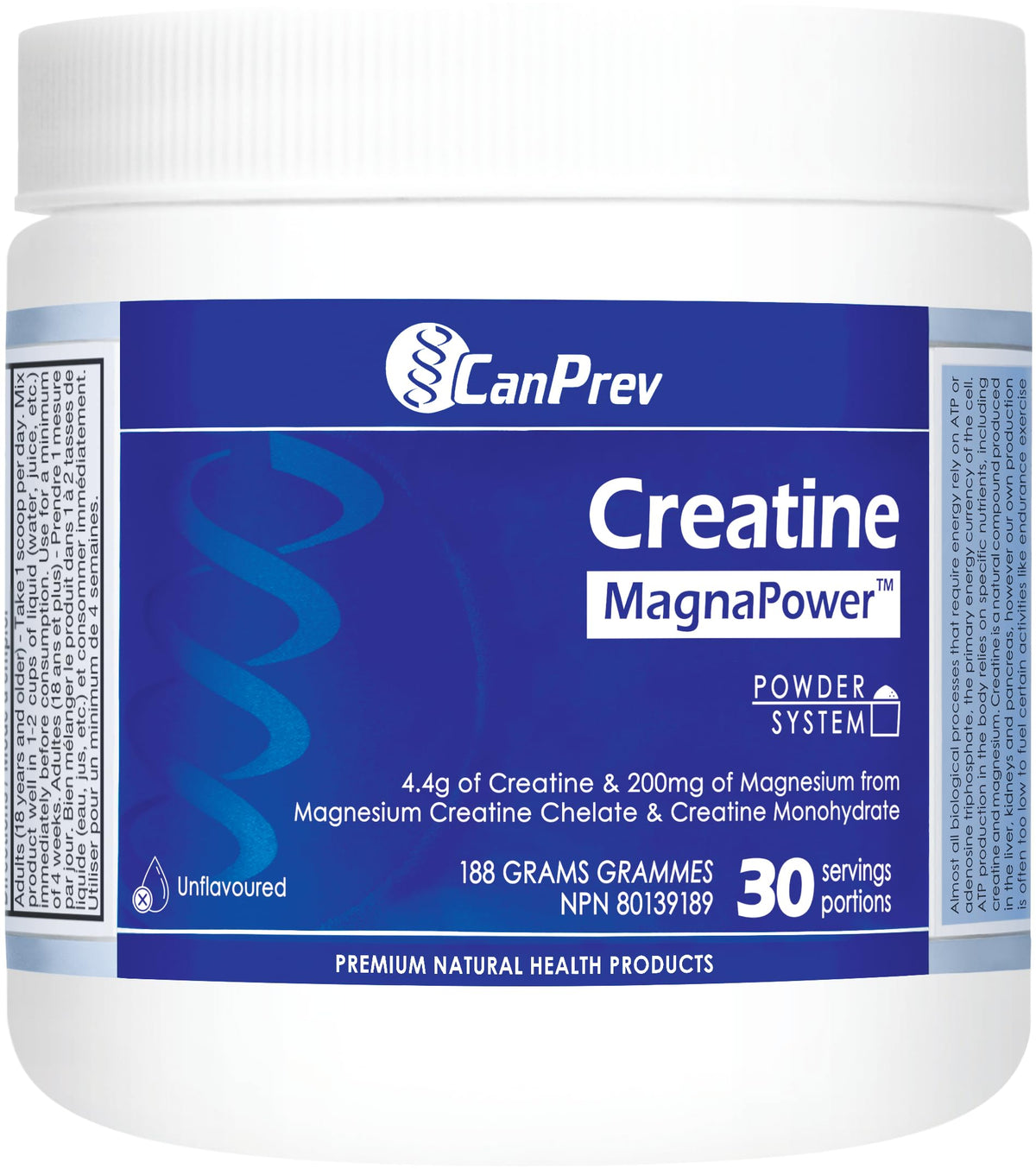 CanPrev Creatine MagnaPower Powder, 4.4g Creatine & 200mg Magnesium, 188g