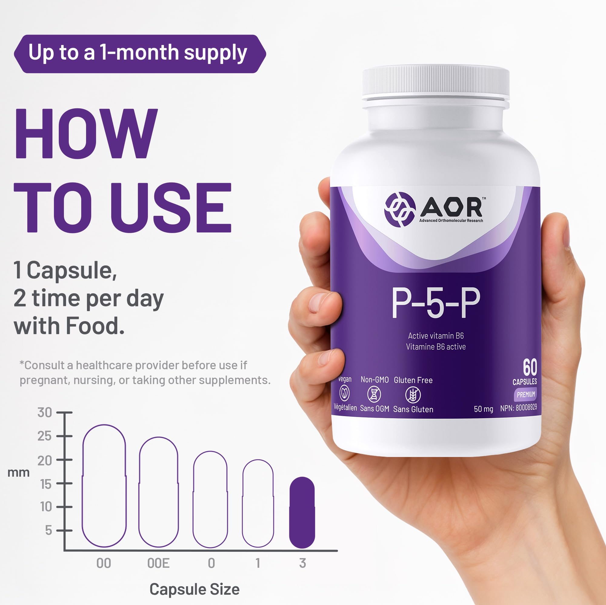AOR P5P Complément de Vitamine B6 50 mg