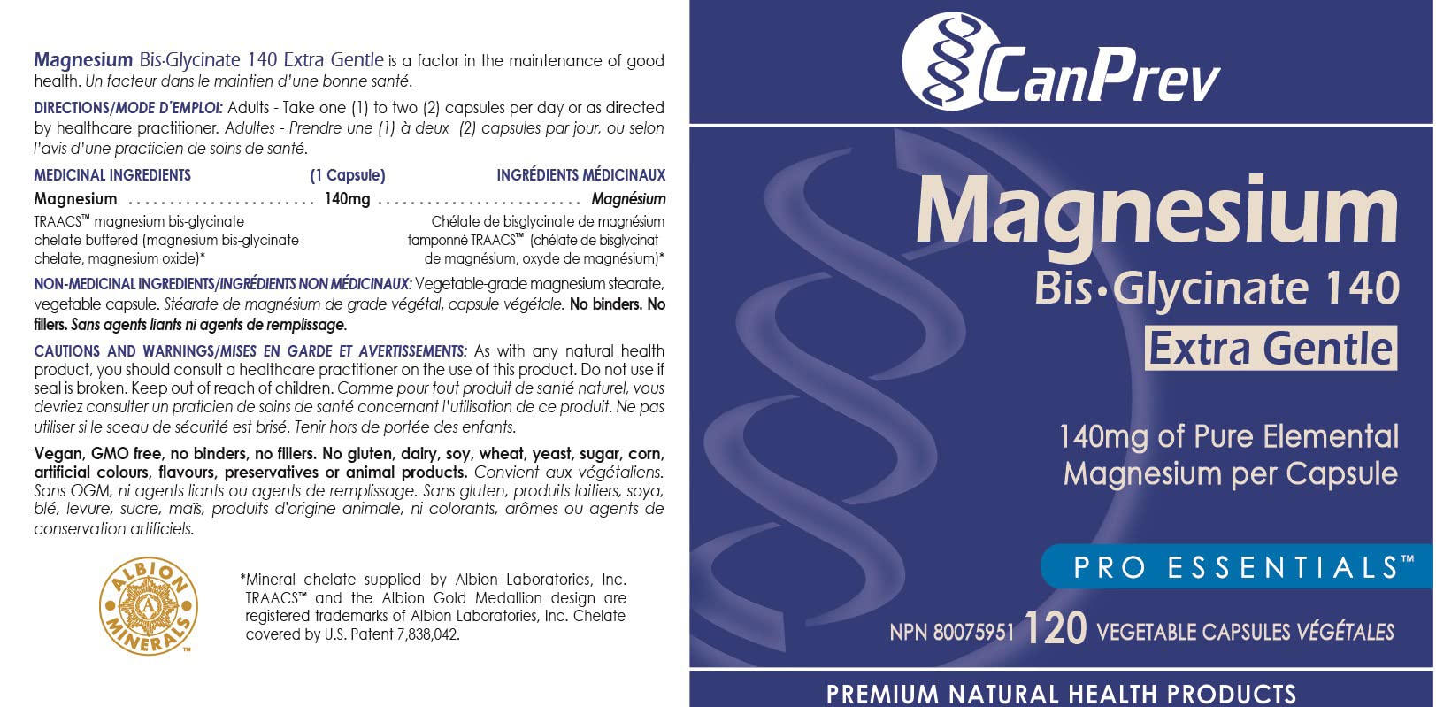 CanPrev Bisglycinate de magnésium 140mg (Ultra doux) l Favorise la production d'énergie l Os, dents et muscles solides