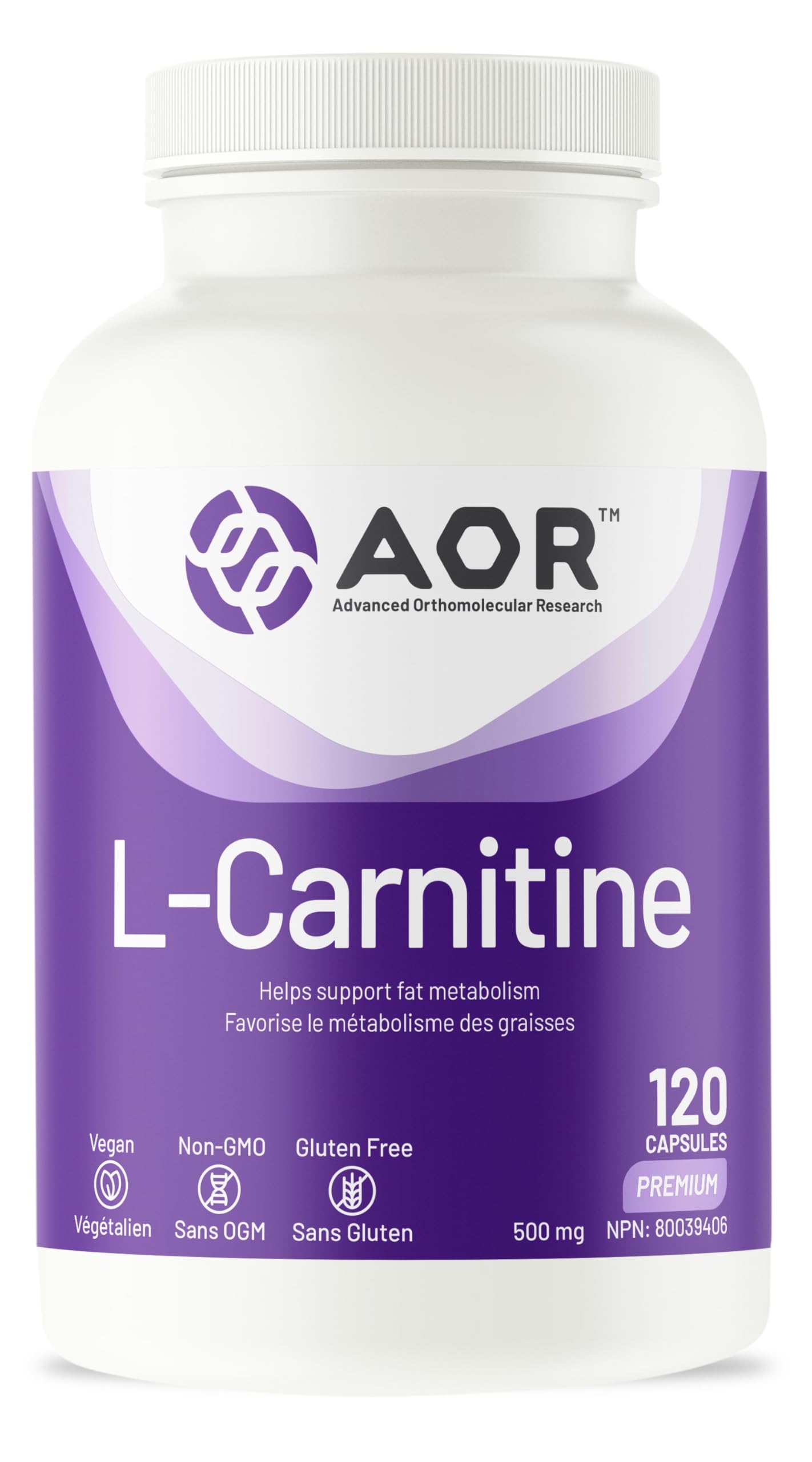AOR - L-Carnitine 500mg, 120 Capsules 30-Day Supply - L-Carnitine Tartrate, Supports Energy Metabolism, Muscle Recovery & Athletic Performance, Promotes Fitness Goals - Vegan, Non-GMO, & Gluten-Free
