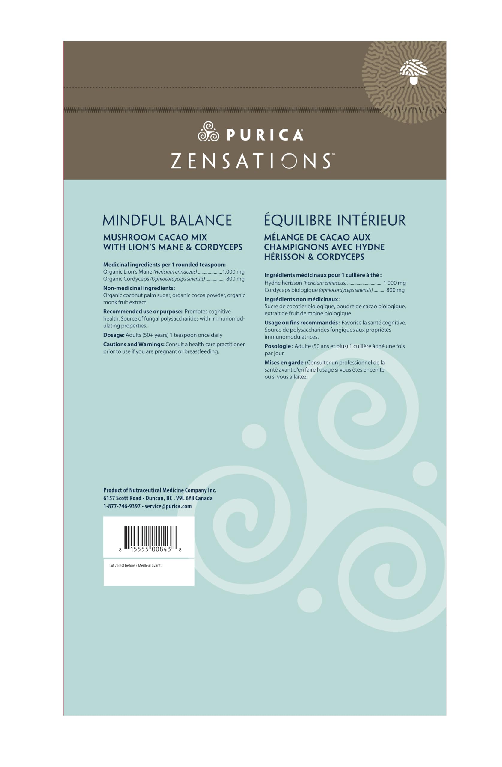 PURICA - Boisson cacao au champignon Reishi rouge Zensations - 150 g