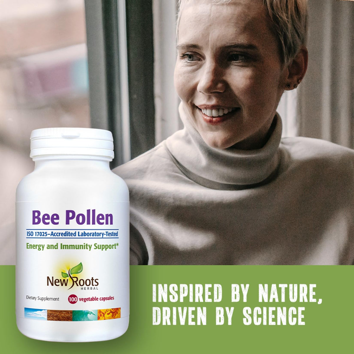 New Roots Herbal Bee Pollen Capsules, 500 mg, 100 Capsules, 50-Day Supply