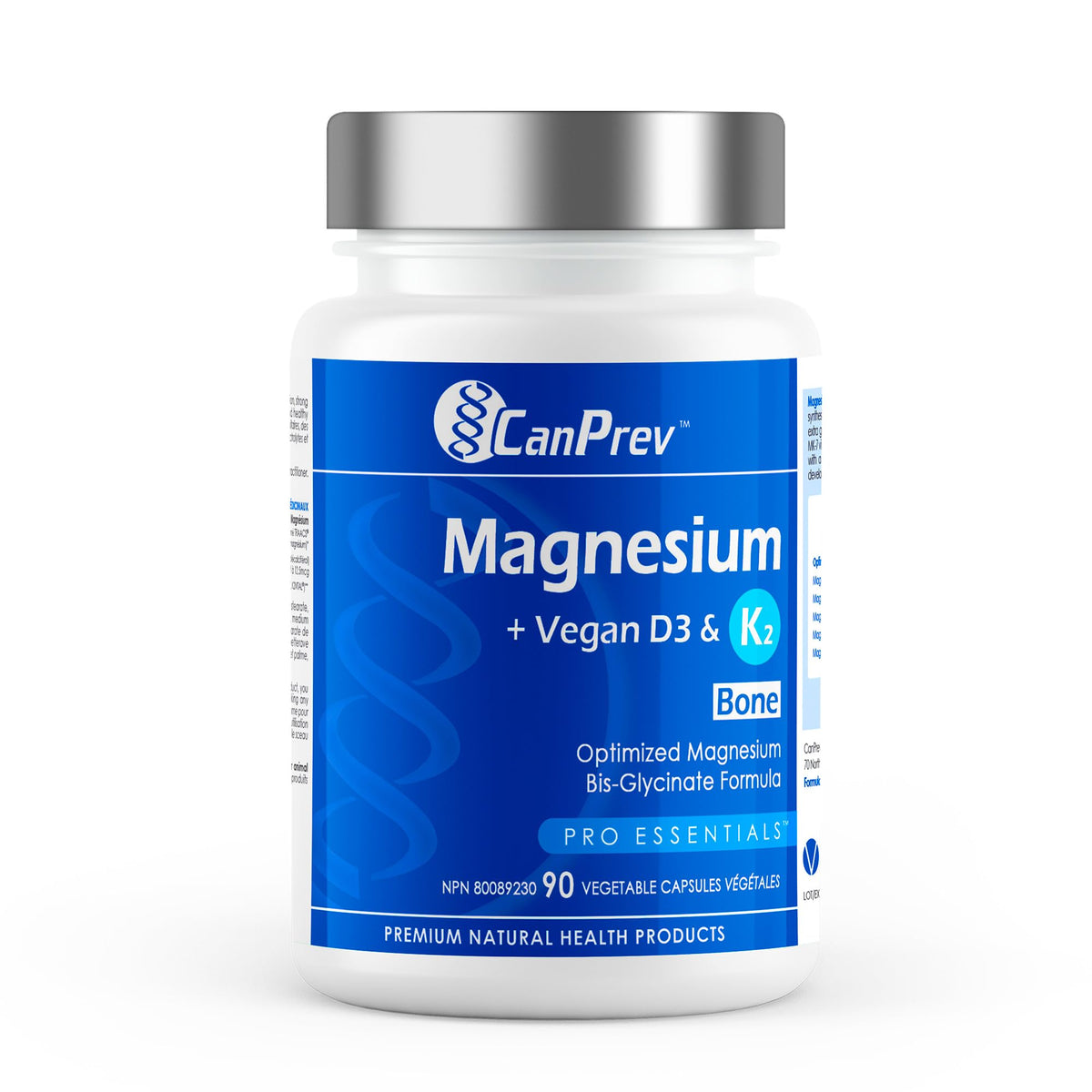 CanPrev Magnesium Bisglycinate Caps, Vitamin D3 K2, 90 Caps, 45-Day Supply