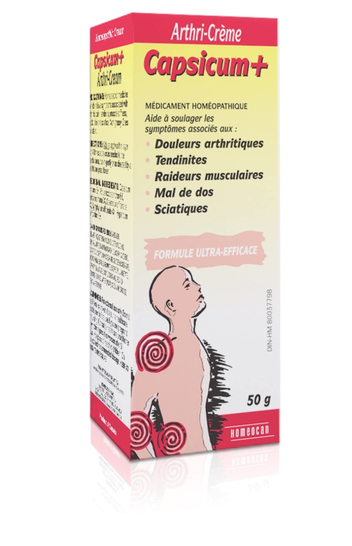 Homeocan - Capsicum+ Arthri-Cream, 50g - Relieve Symptoms Associated with Arthritic Pain, Tendonitis, Muscle Stiffness, Back Pain and Sciatica - Non-Greasy
