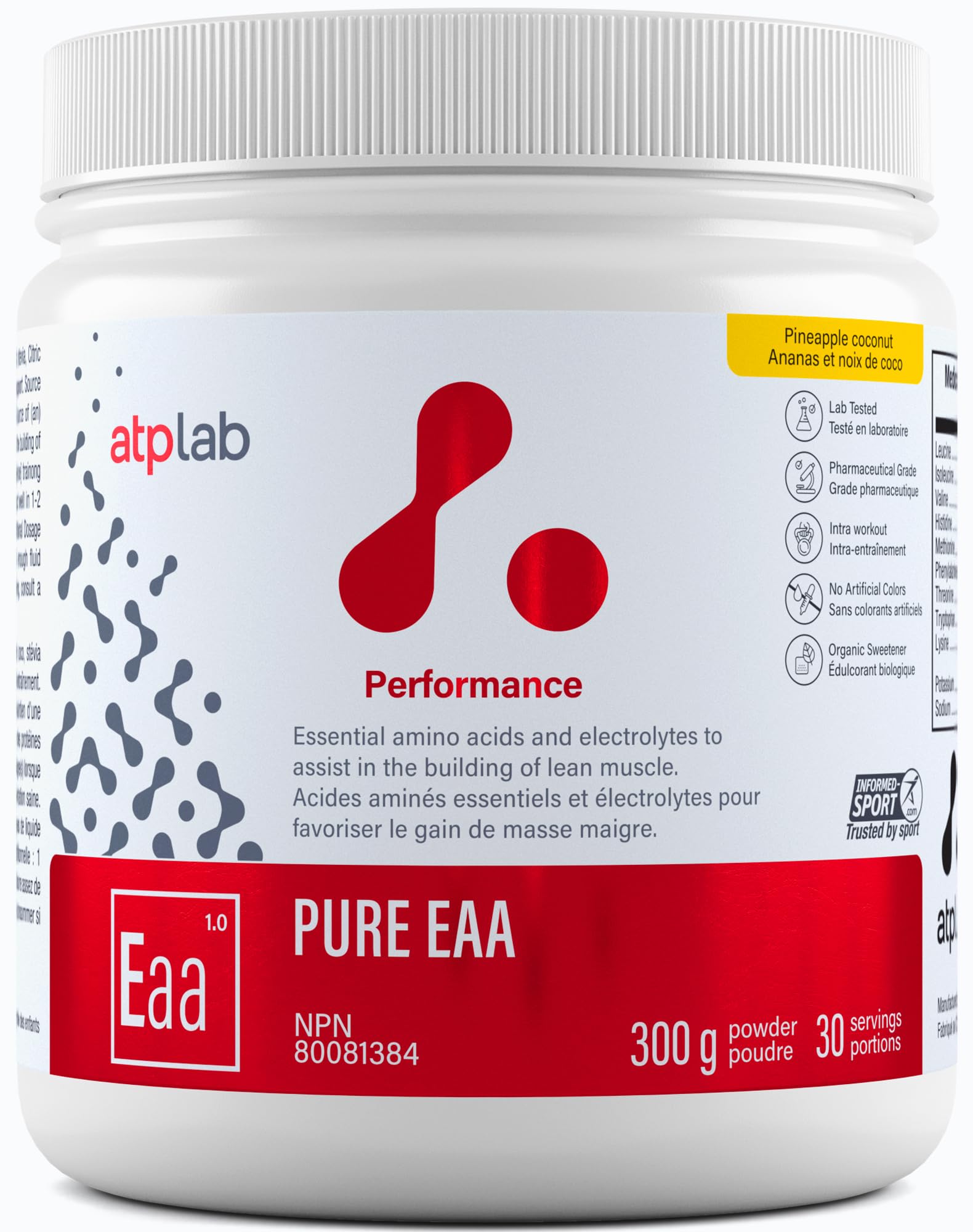 ATP LAB - Pure EAA en Poudre 300g (Saveur Framboise) - Supplément EAA - Poudre d'Acides Aminés Essentiels - Développement Musculaire - Récupération Musculaire