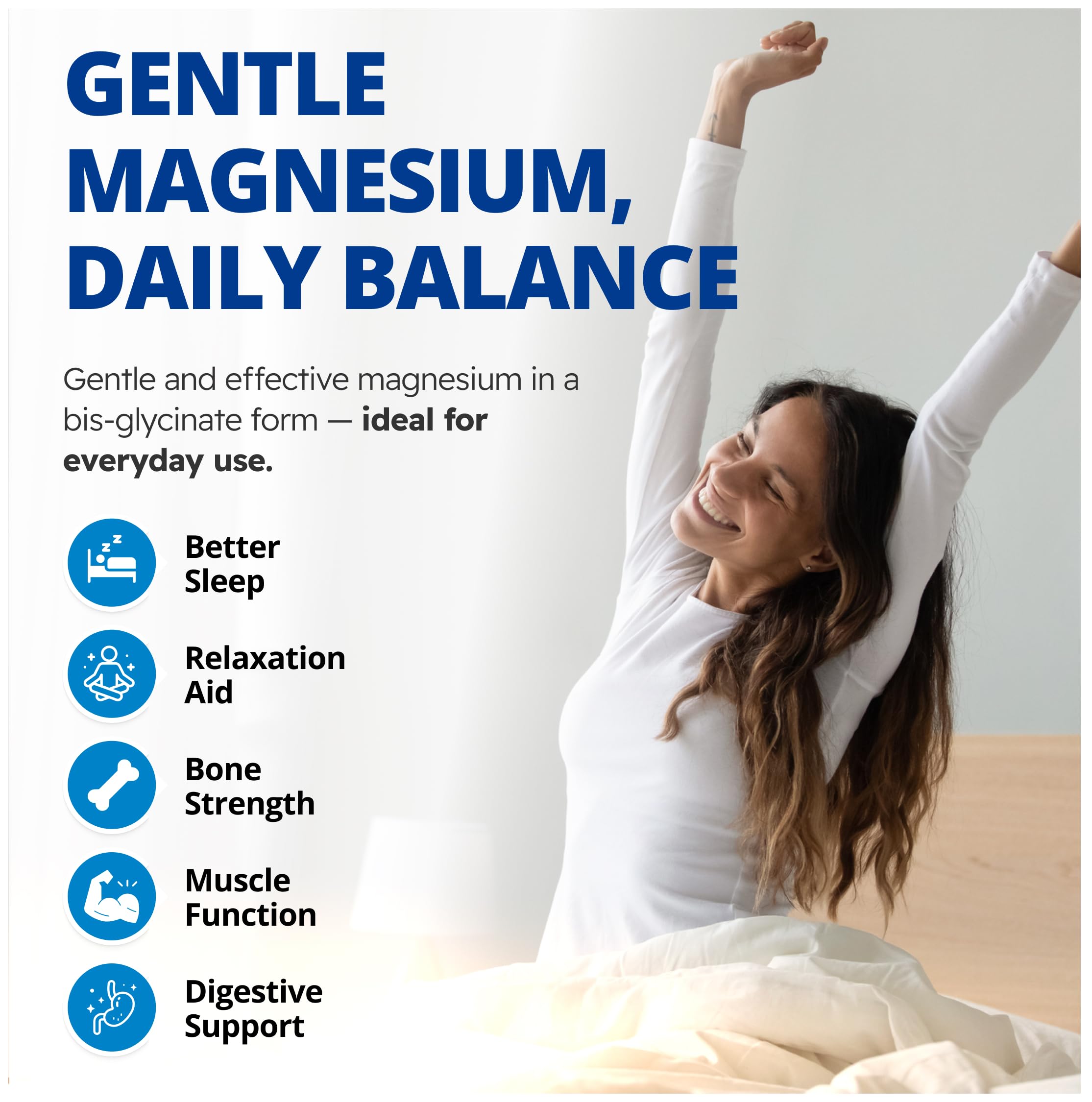 CanPrev - Bisglycinate de magnésium pur 200mg (Doux) | Supplément complexe de chélate élémentaire | Idéal pour les os, les articulations, la digestion, la constipation et un meilleur sommeil | Végétalien
