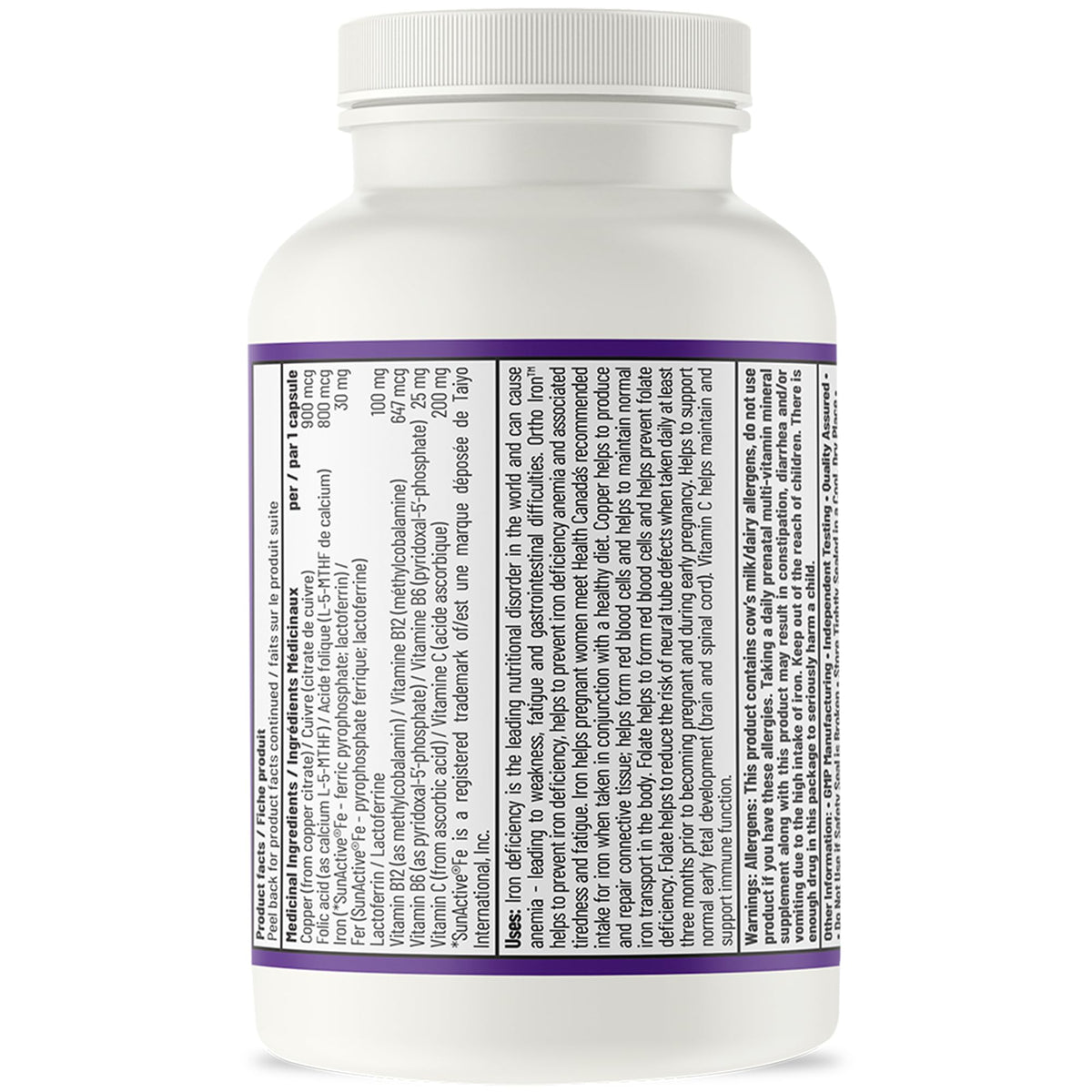 AOR Ortho Iron Supplements, 30mg Iron, Vitamin C, Folate, B12,60-Day Supply