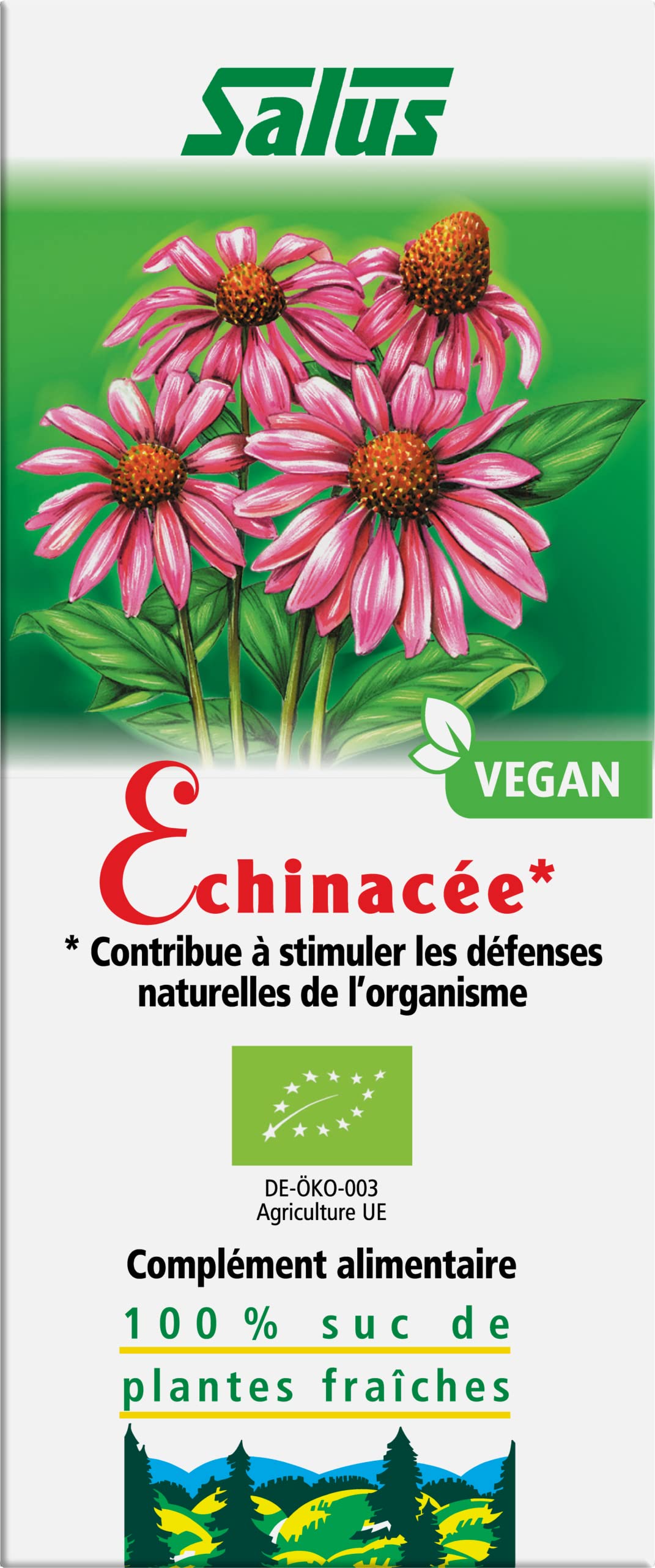 Jus de plante fraîche d'échinacée Salus | Complément à base de plantes pour la toux et le rhume | Réduit l'inflammation | Soutien du système immunitaire pour adultes et enfants | Convient aux végétaliens
