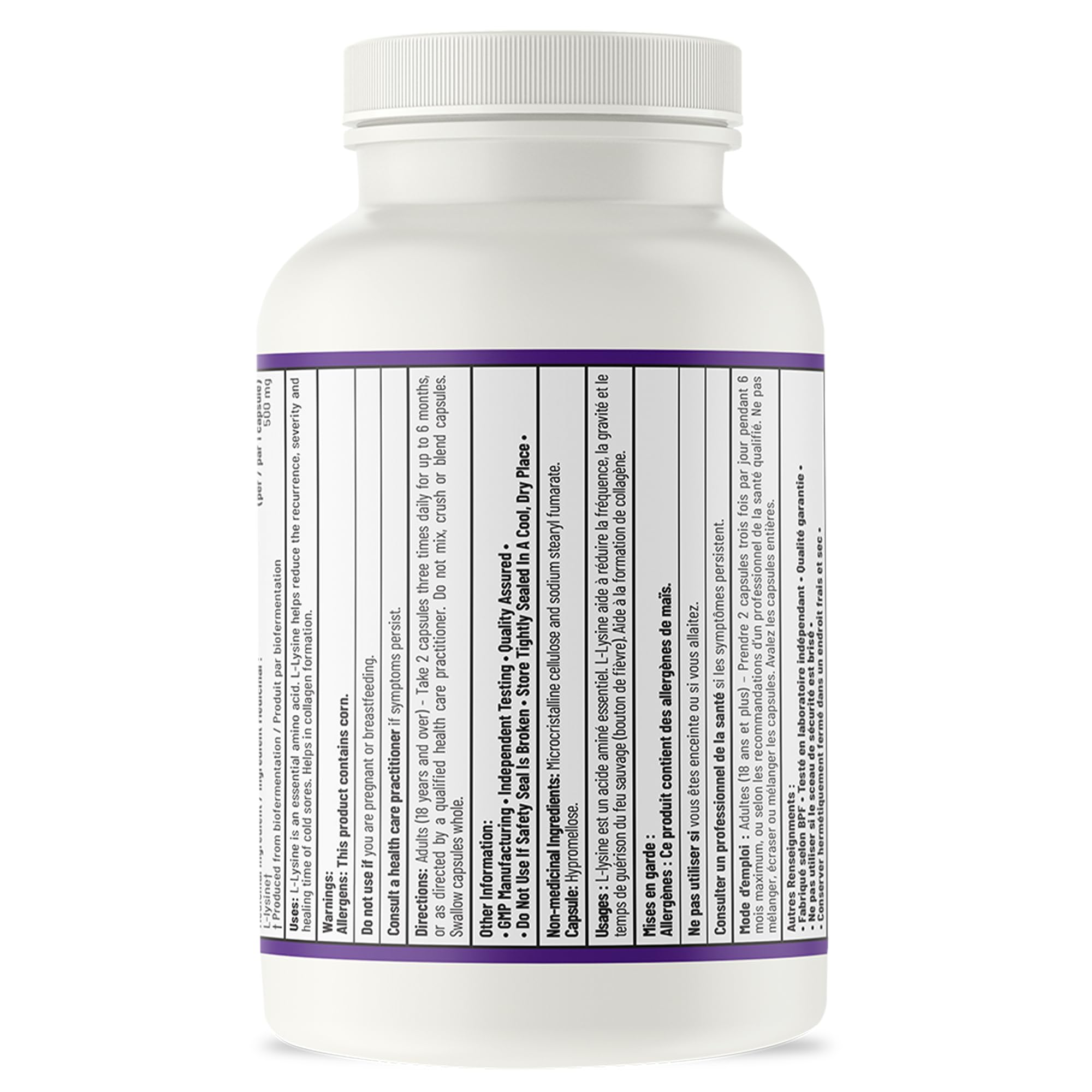 AOR L-Lysine 500mg 150 Vegan Capsules with Essential Amino Acid Support for Wellness, Gluten-Free & Non-GMO Supplement for Everyday Care, Promotes Healthy Hair, Nails & Overall Vitality