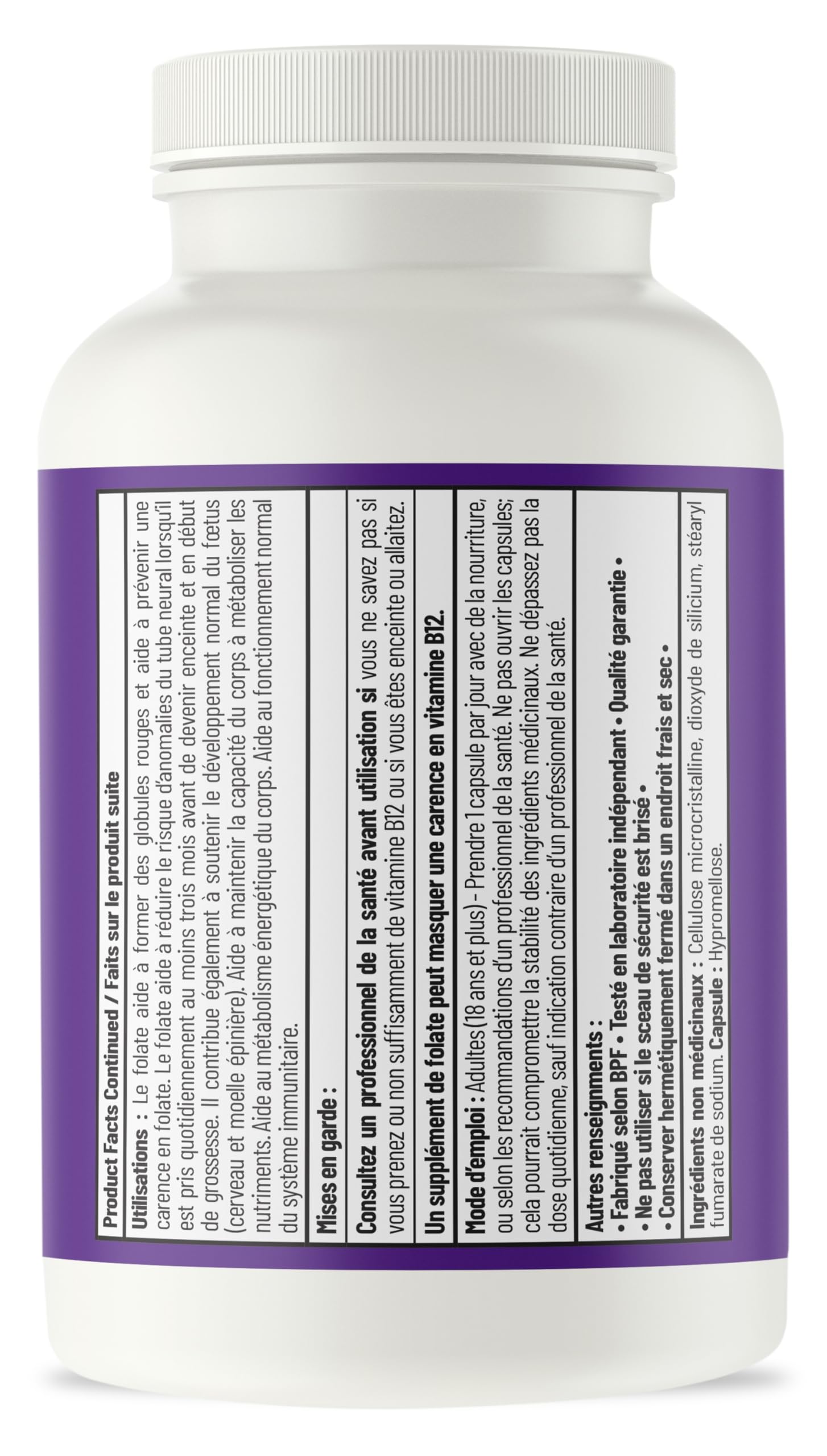 AOR BioFolate 1mg Méthylfolate 5-MTHF Plus Supplément B12, végétalien, sans OGM et sans gluten, Vitamine B9 Folate active, Méthyl B12 pour le soutien cardiovasculaire et le bien-être nutritionnel