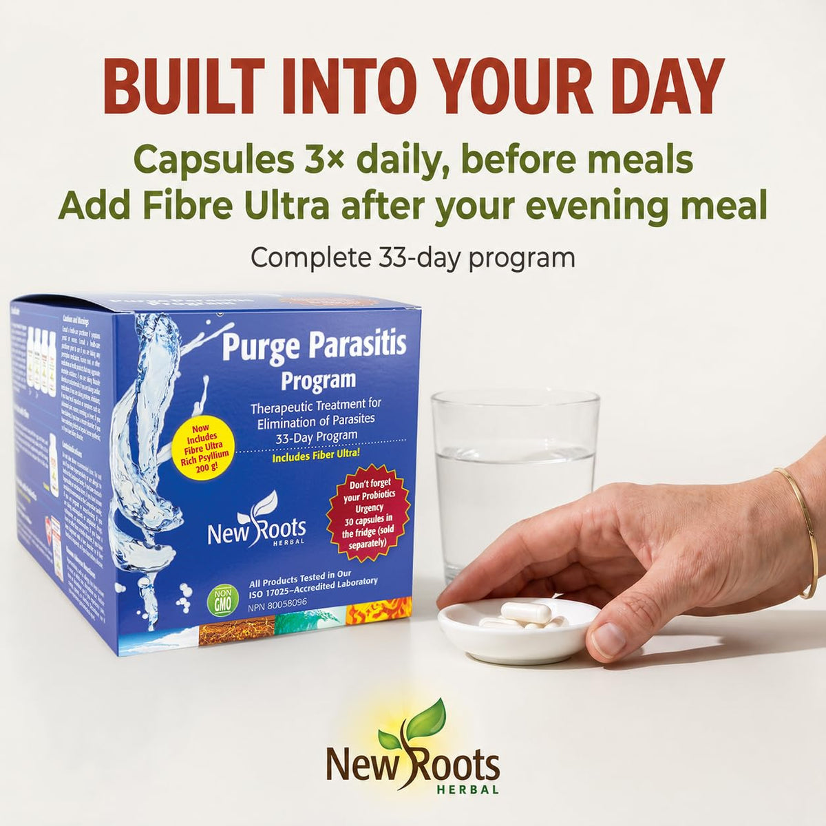 New Roots Herbal Purge Parasitis Kit, Non GMO, 33 Day Supply, 500 Capsules