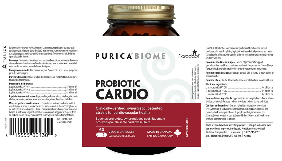 PURICA Floradapt Cardio Probiotic, Heart & Digestive Support, 60 Day Supply