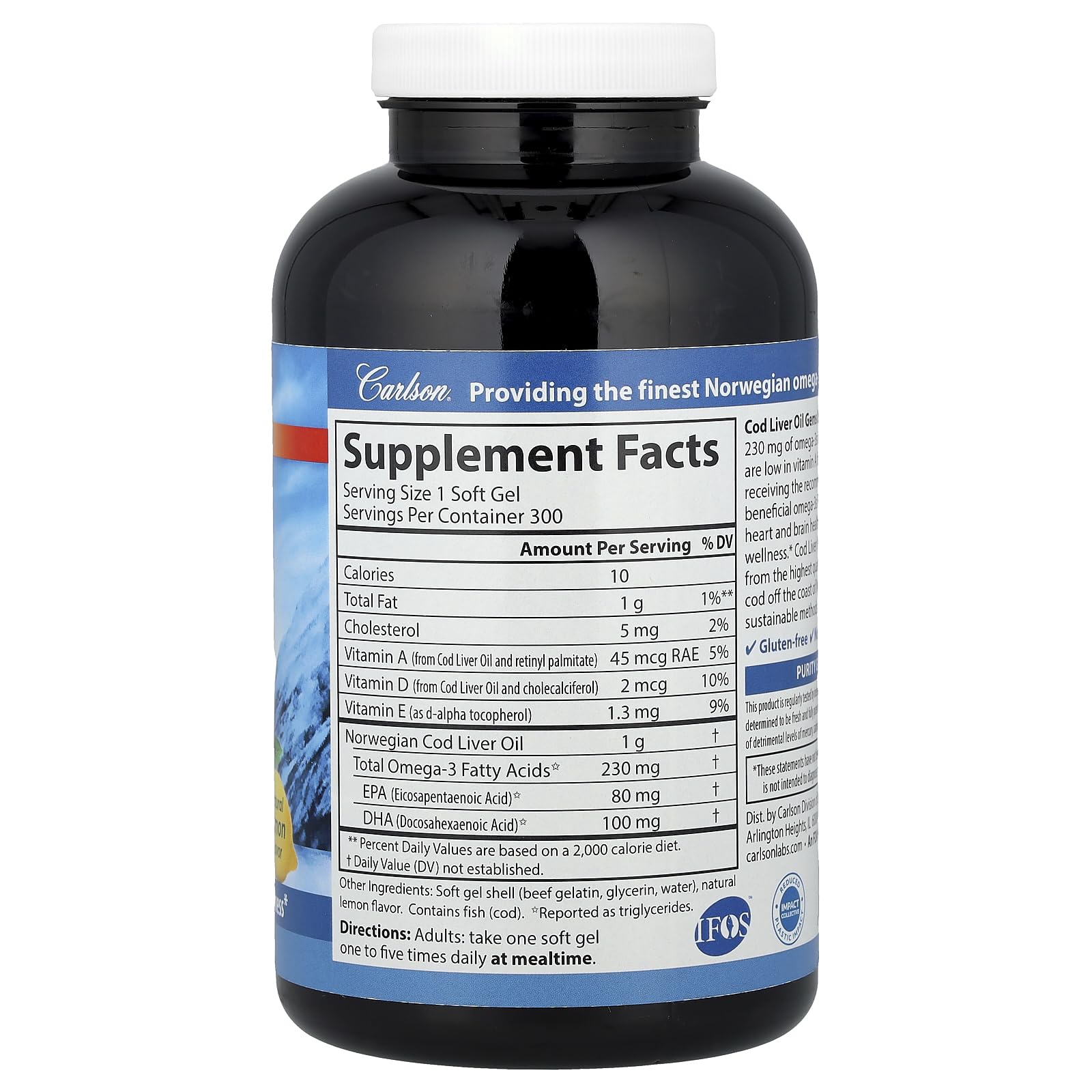 Carlson Cod Liver Oil, Low Vitamin A