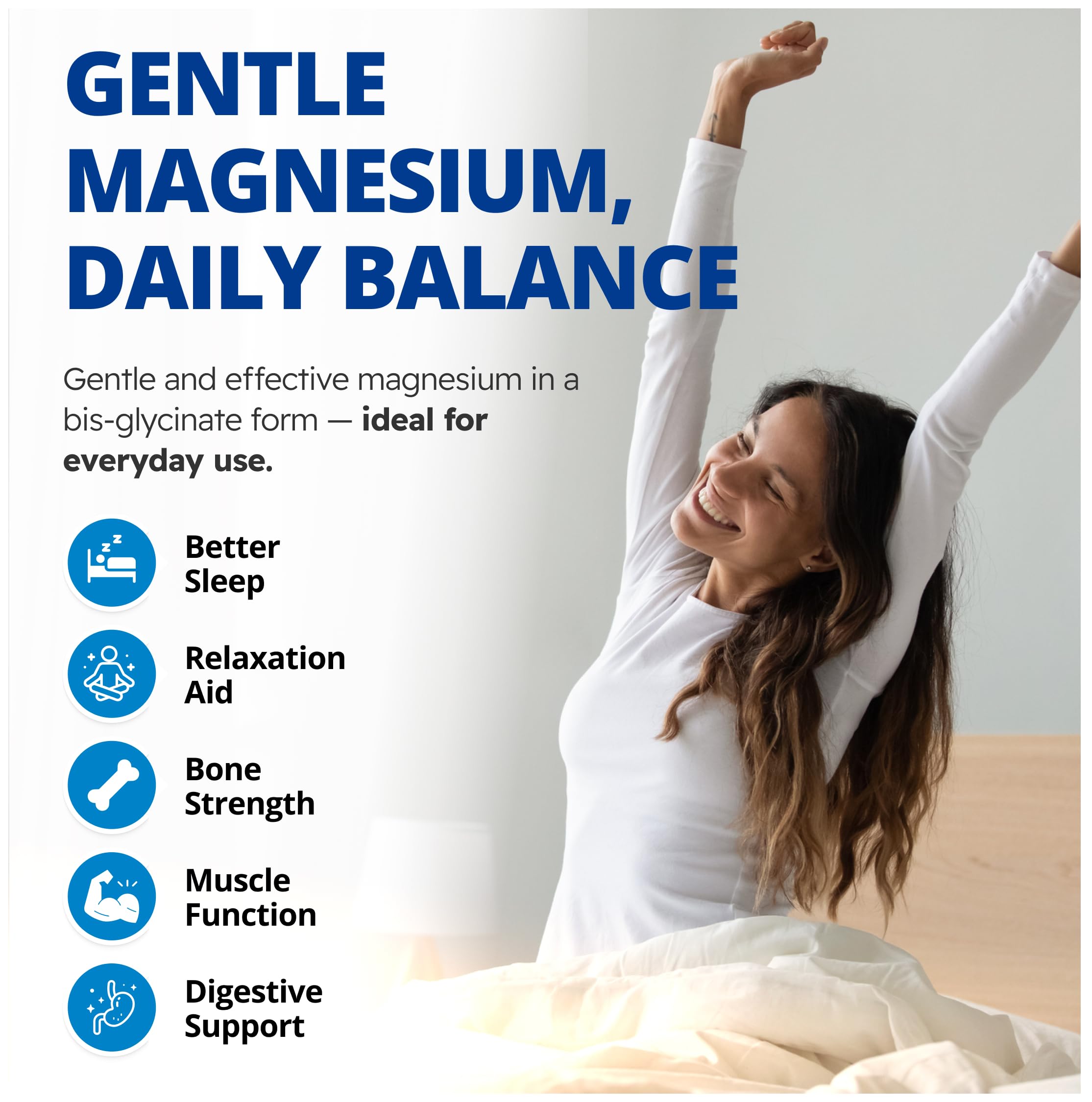 CanPrev - Bisglycinate de magnésium pur 200mg (Doux) | Supplément complexe de chélate élémentaire | Idéal pour les os, les articulations, la digestion, la constipation et un meilleur sommeil | Végétalien