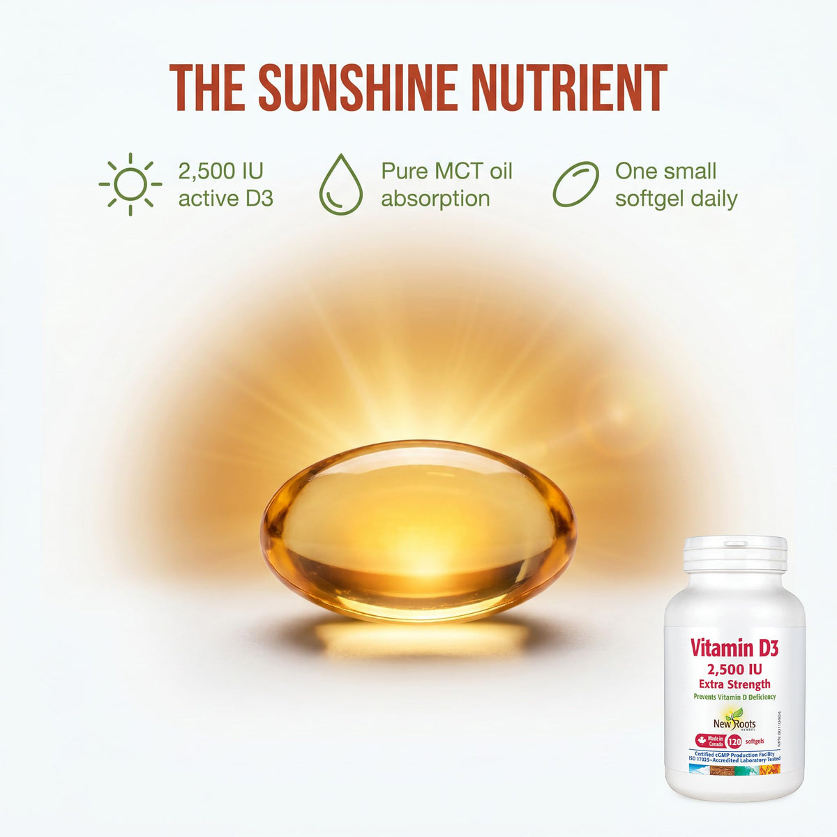 New Roots Herbal - Vitamin D3 2500 IU Extra Strength Softgels