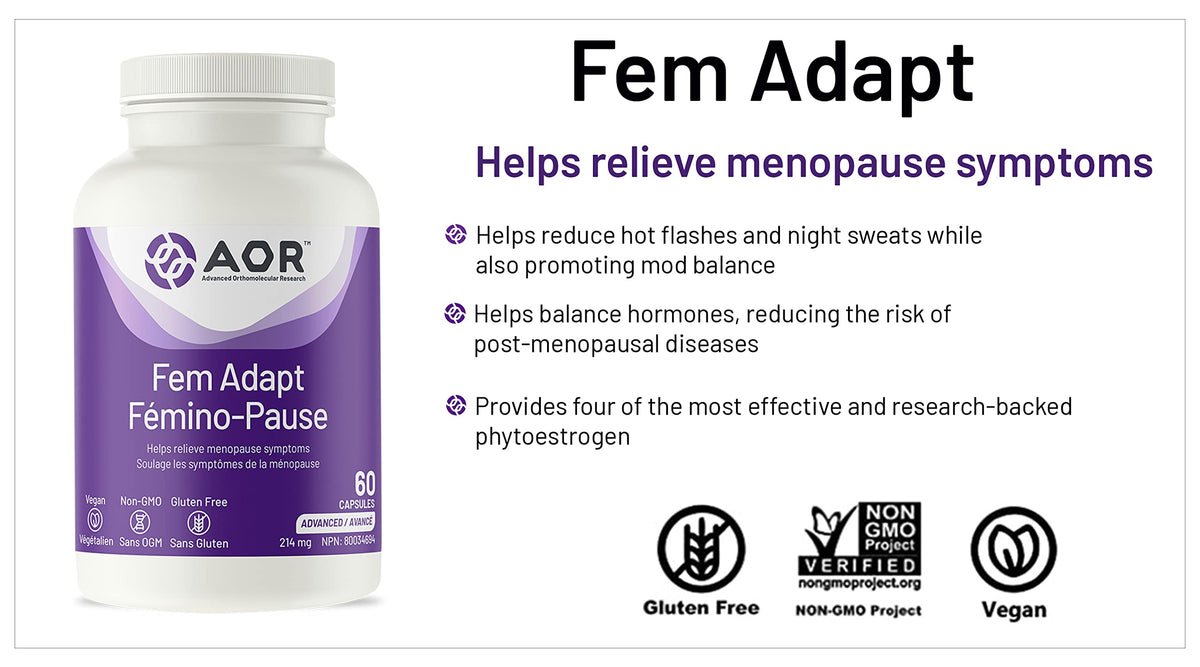 AOR Fem-Adapt Soy Isoflavones, Black Cohosh, Menopause Support, 60 Capsules